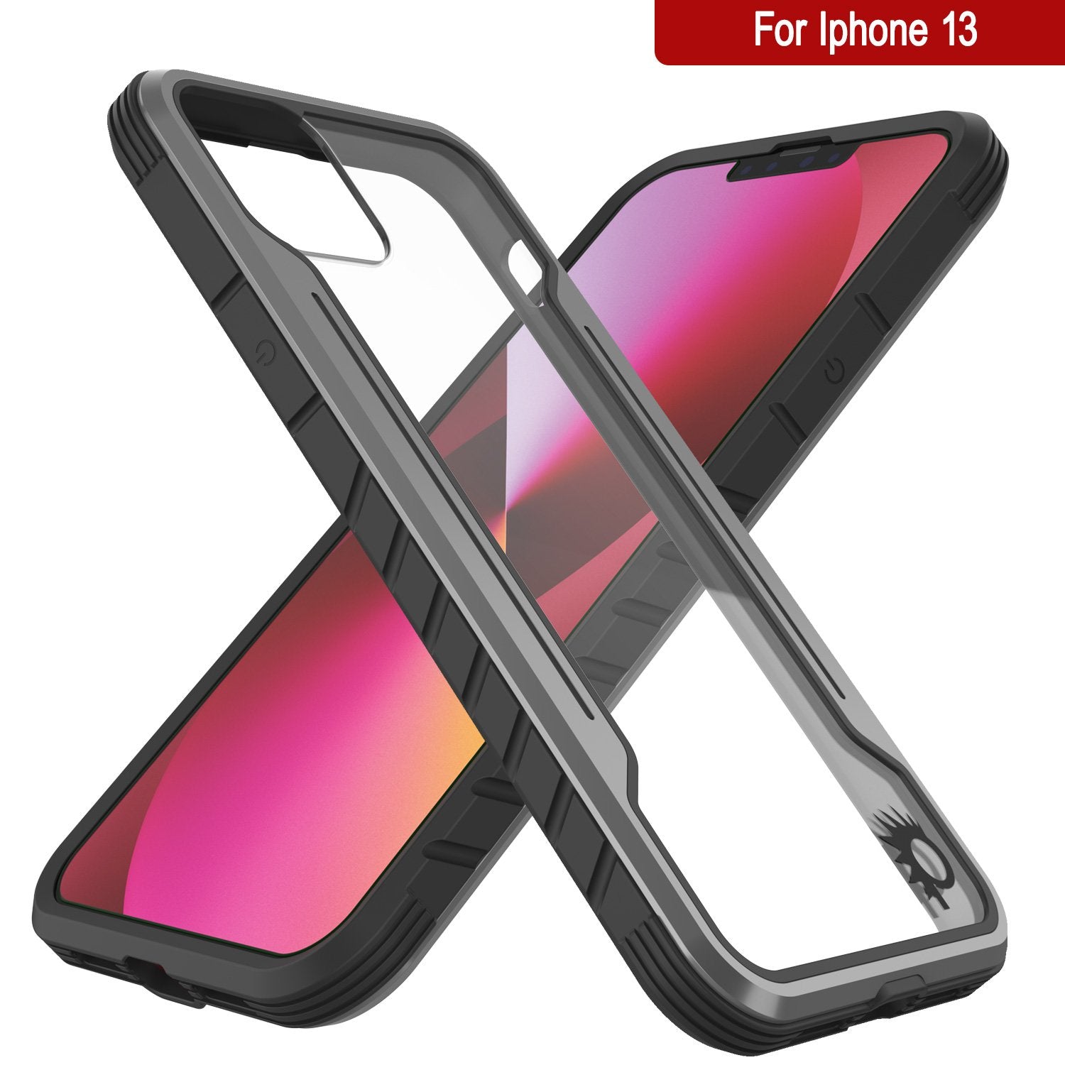 Capa de defesa Punkcase iPhone 14 Ravenger MAG de grau militar protetora de várias camadas [Cinza-Preto]