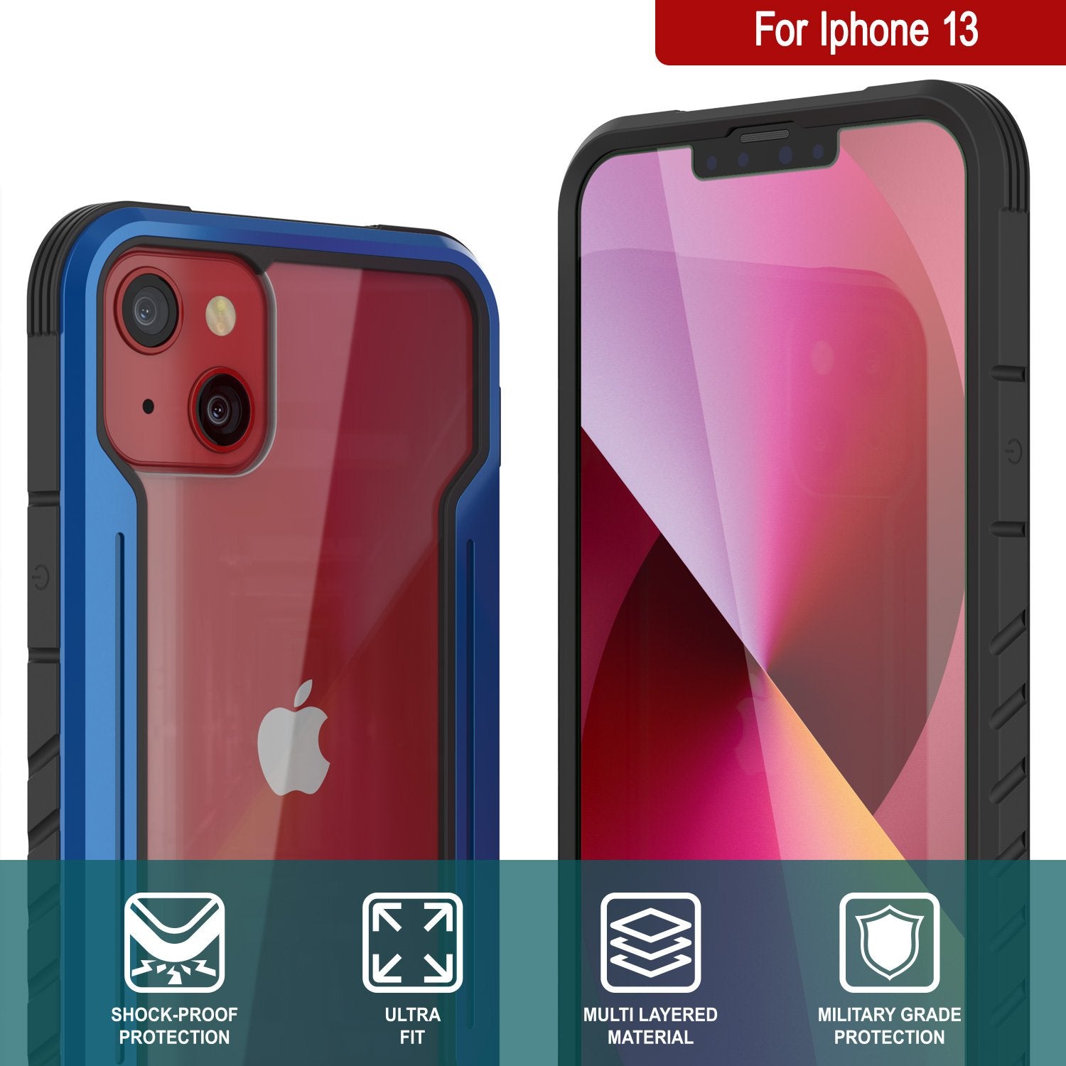 Capa protetora Punkcase iPhone 14 Ravenger MAG Defense de Grau Militar com Camada Múltipla [Azul Marinho]