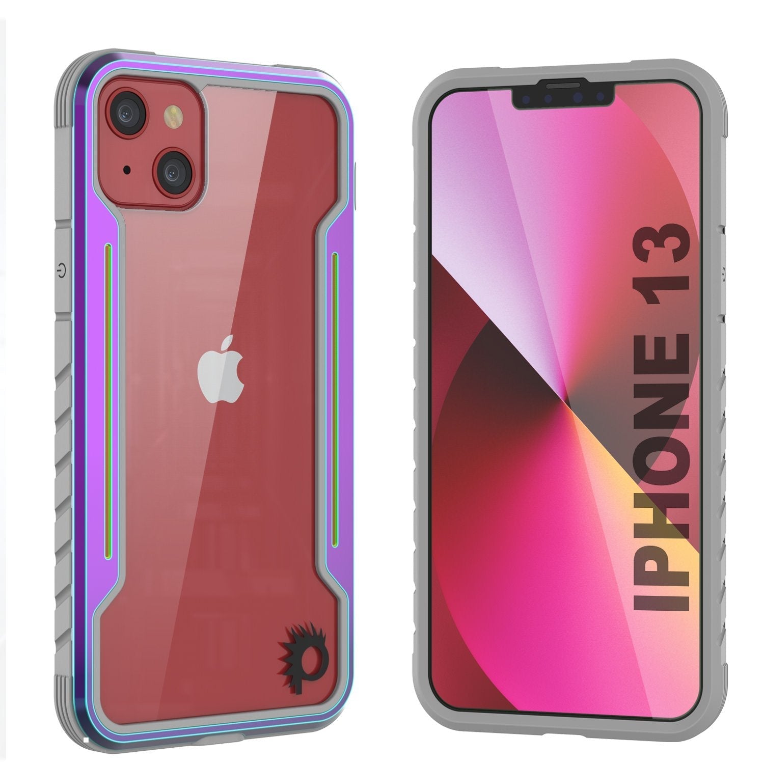 Capa protetora Punkcase iPhone 13 ravenger Grau Militar Multicamada [Arco-íris]