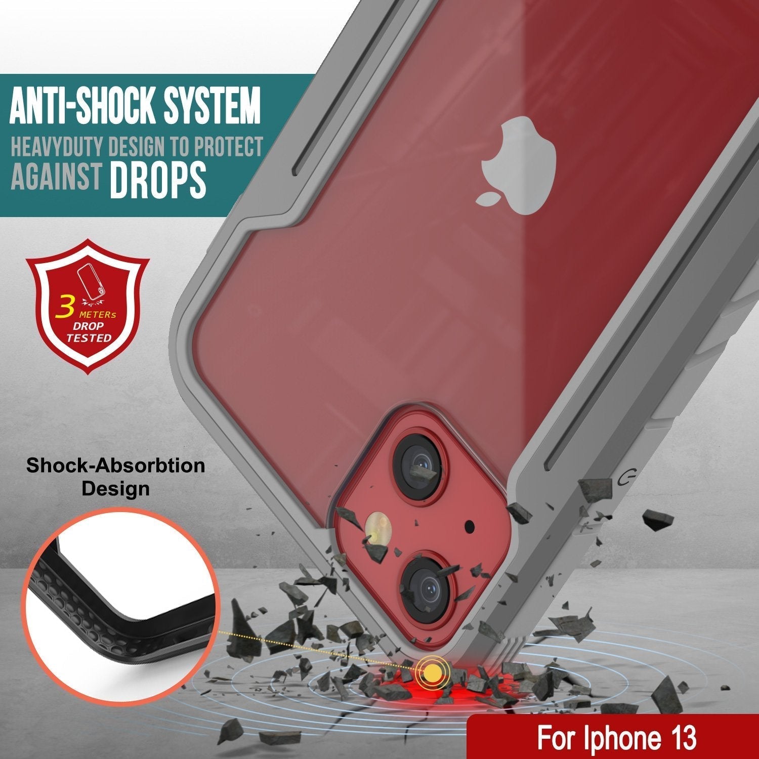 Capa de defesa Punkcase iPhone 14 Ravenger MAG Grade Militar Protetora de Multicamadas [Cinza]