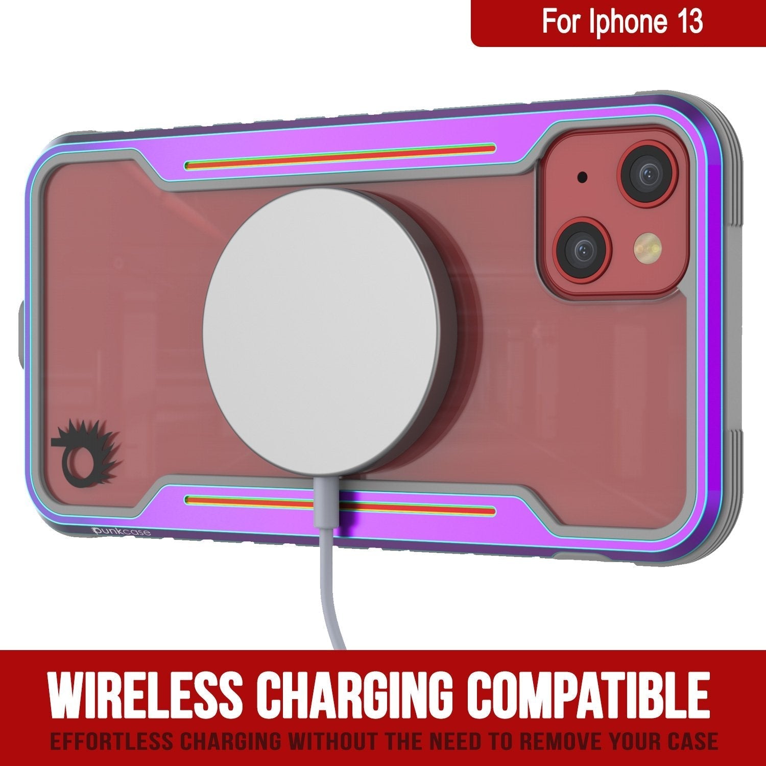 Capa protetora Punkcase iPhone 13 ravenger Grau Militar Multicamada [Arco-íris]