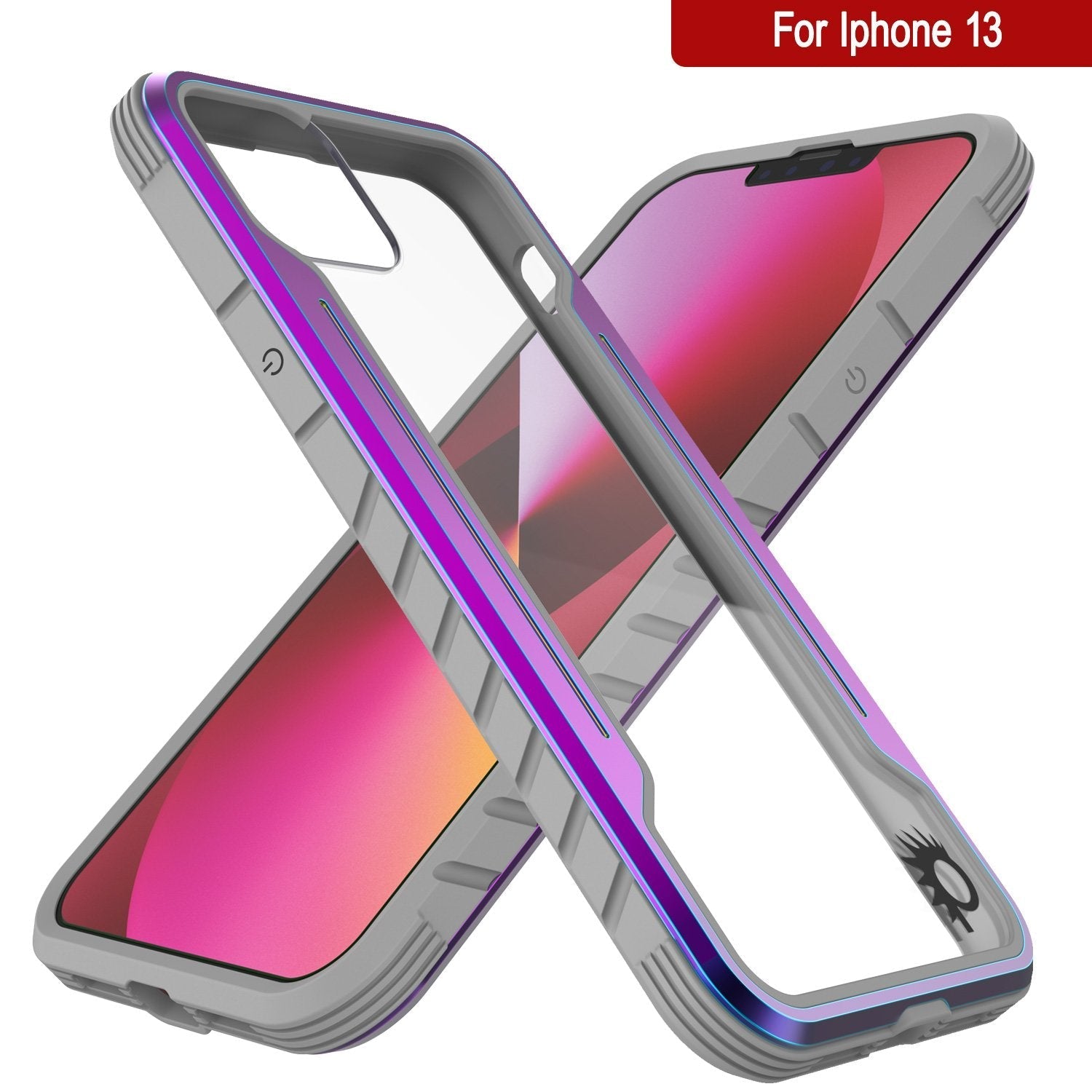 Capa protetora Punkcase iPhone 13 ravenger Grau Militar Multicamada [Arco-íris]