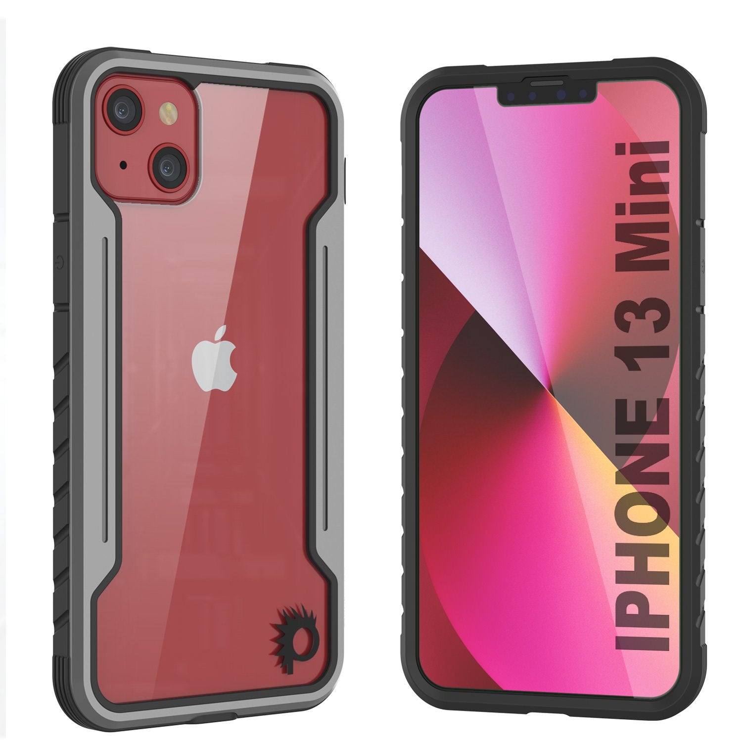 Capa protetora militar de várias camadas Punkcase iPhone 13 Mini Ravenger [Cinza-Preto]