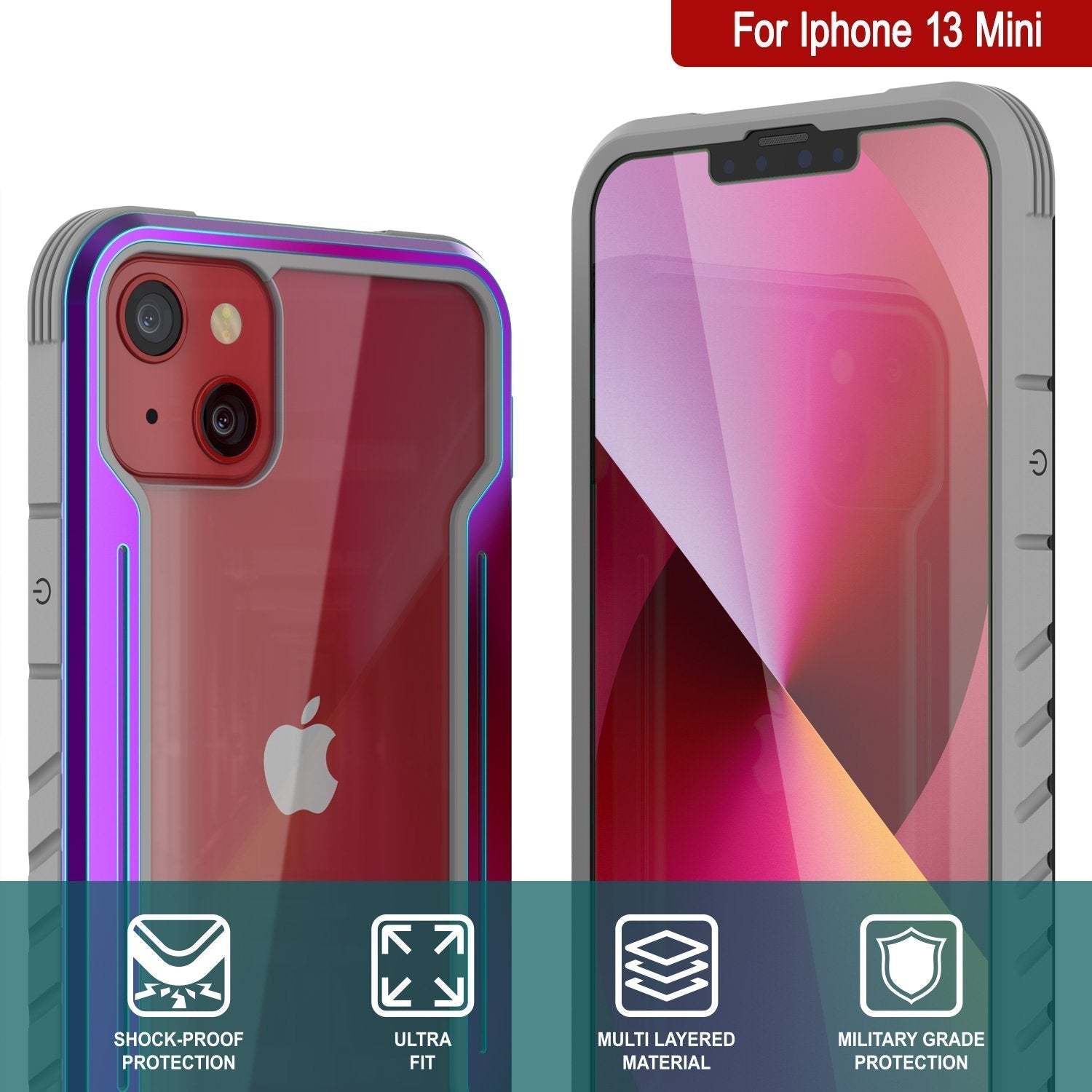 Capa de defesa Punkcase iPhone 14 Plus Ravenger MAG protetora de grau militar com cobertura de várias camadas [Arco-íris]