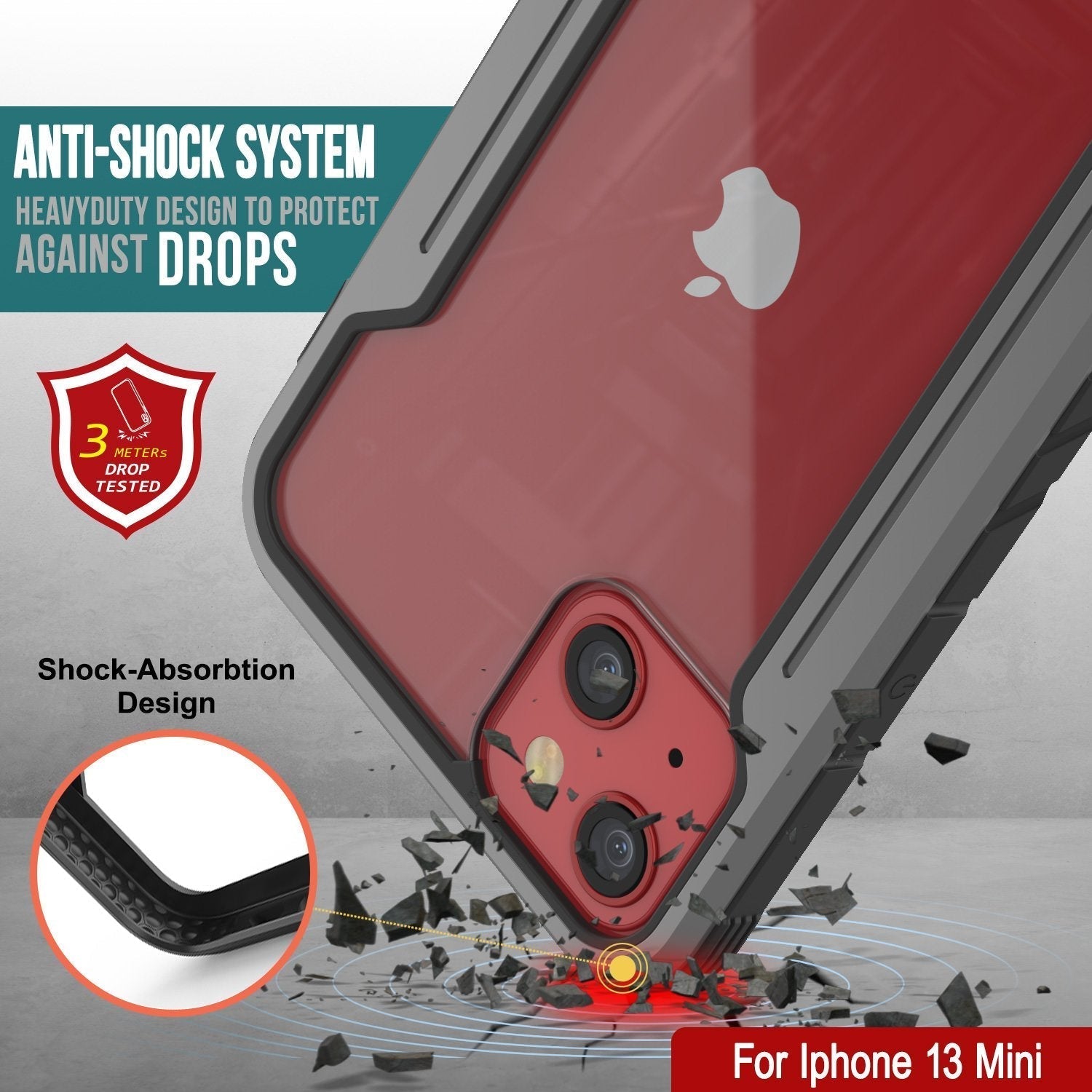 Capa protetora Punkcase iPhone 14 Plus Ravenger MAG Defense com proteção militar de várias camadas [Cinza-Preto]