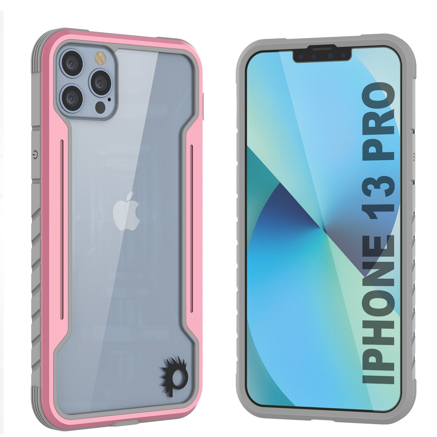 Capa protetora Punkcase iPhone 13 Pro Ravenger Grau Militar de Qualidade Multicamada [Dourado-Rosa]