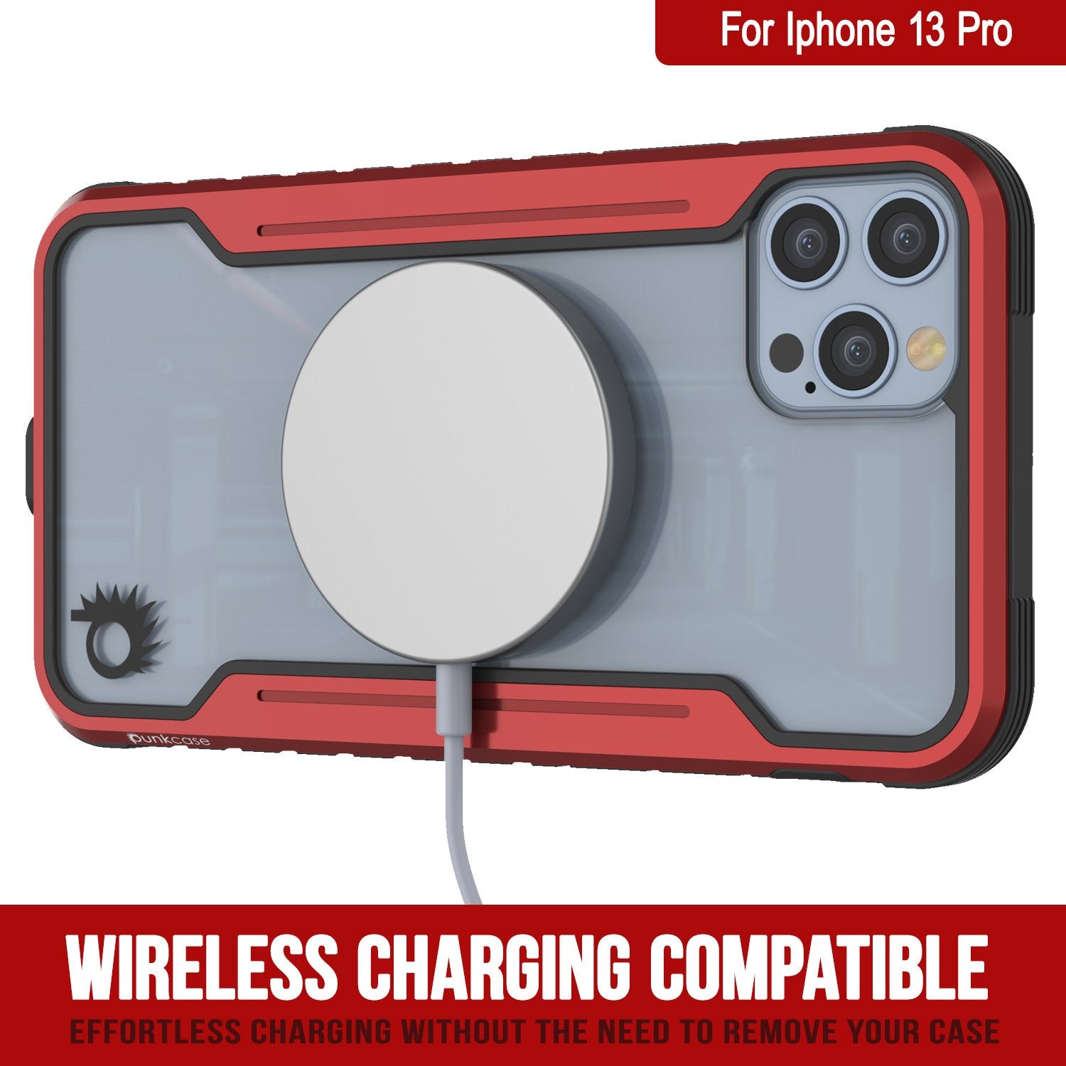 Capa protetora Punkcase iPhone 13 Pro Ravenger de grau militar com camadas múltiplas [Vermelho]
