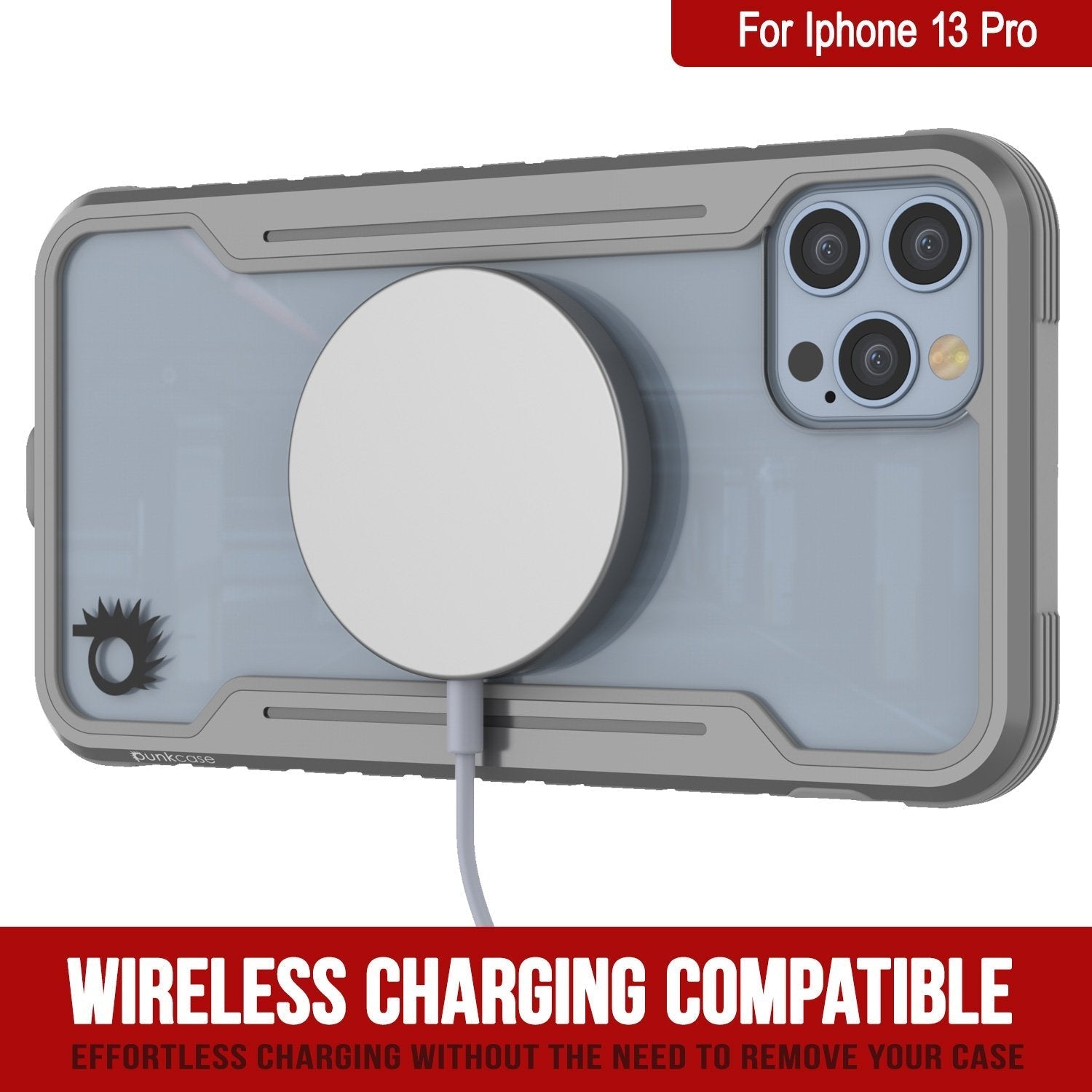 Punkcase Capa Protetora Militar de Grau Militar para iPhone 13 Pro Ravenger [Cinza]