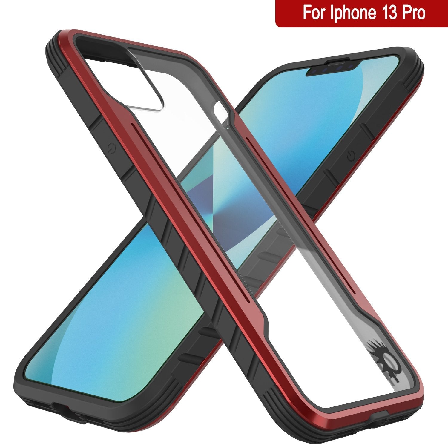 Capa protetora Punkcase iPhone 13 Pro Ravenger de grau militar com camadas múltiplas [Vermelho]