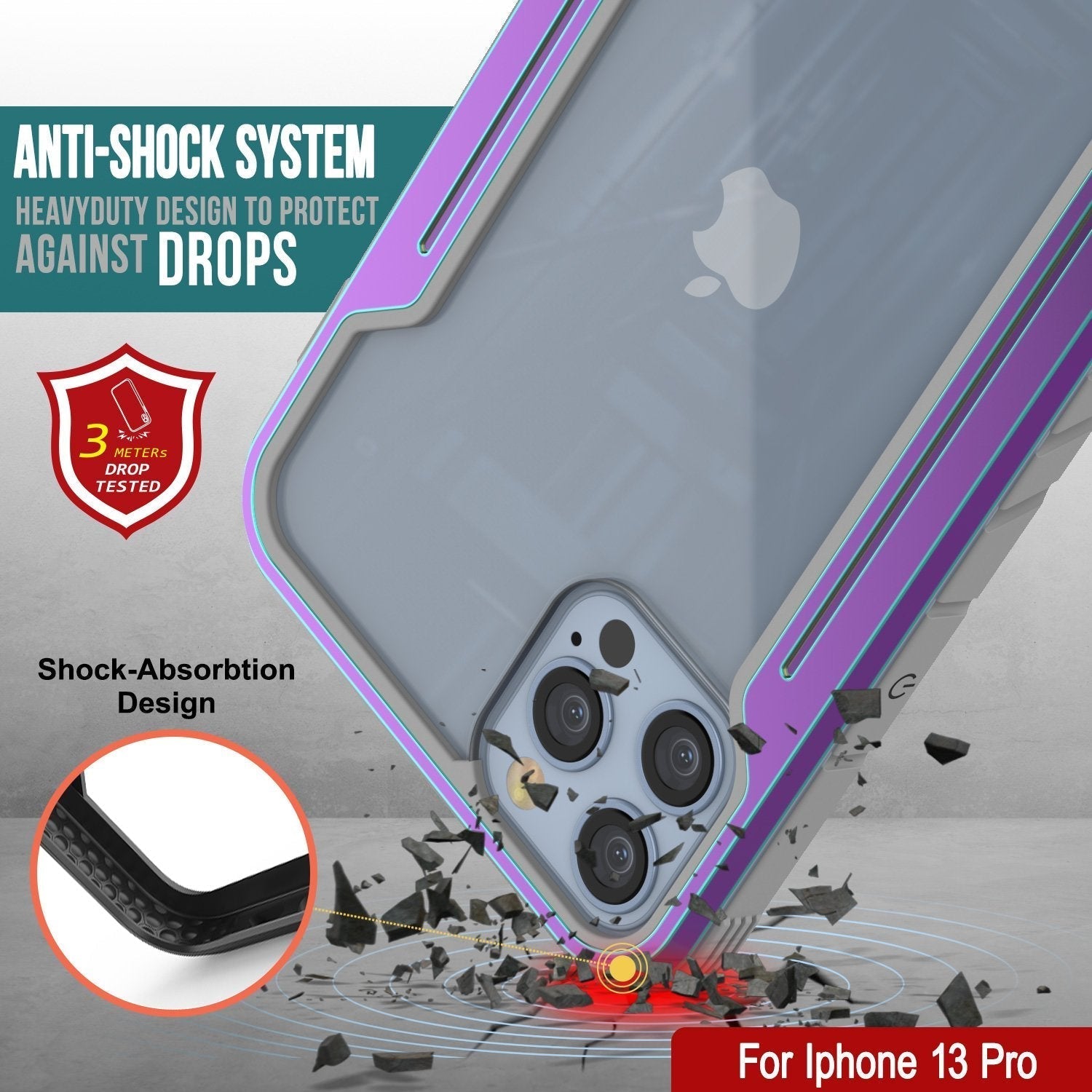 Capa protetora Punkcase iPhone 14 Pro Ravenger MAG Defense de Grau Militar com camada múltipla [Arco-Íris]