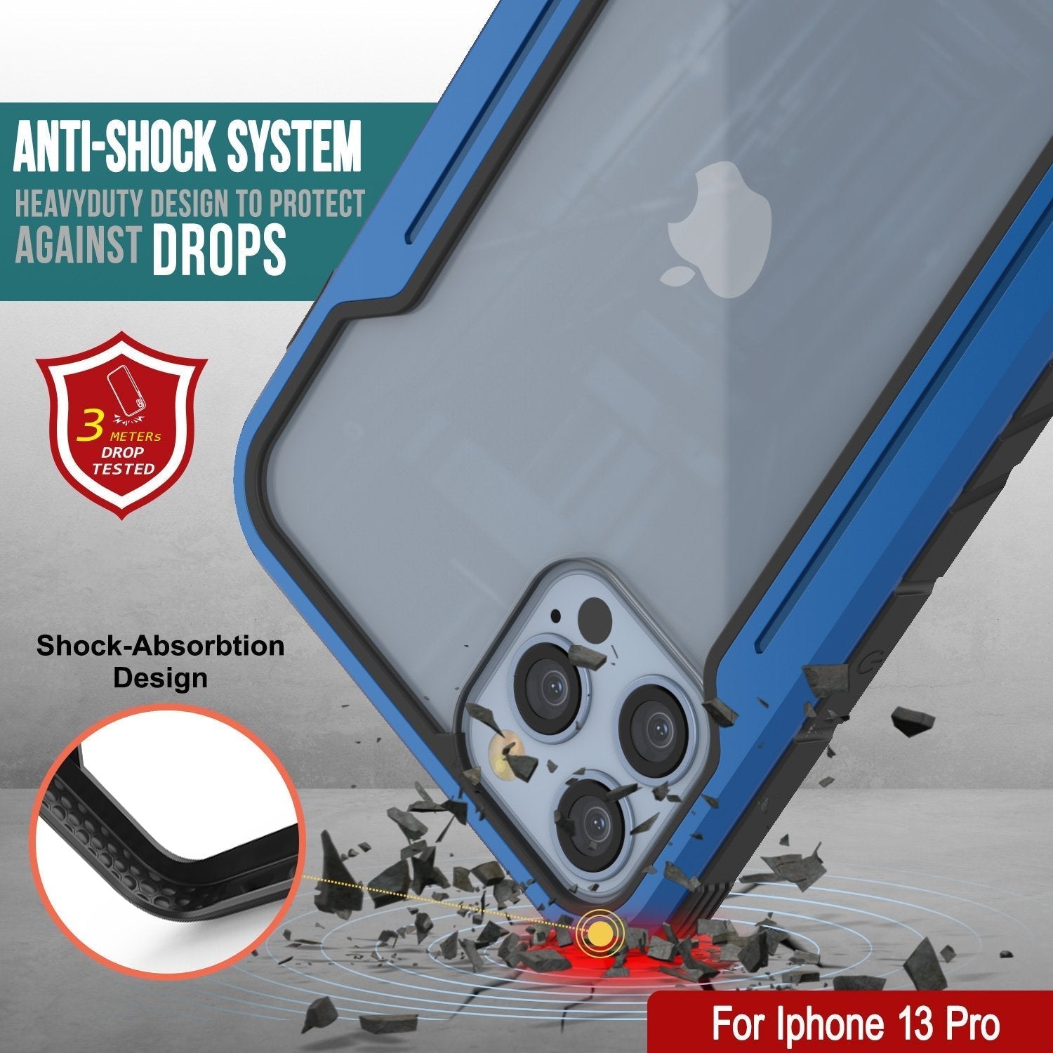 Punkcase Capa de defesa do iPhone 14 Pro Ravenger MAG Protective Case Military Grade Multilayer Cover [Azul Marinho]