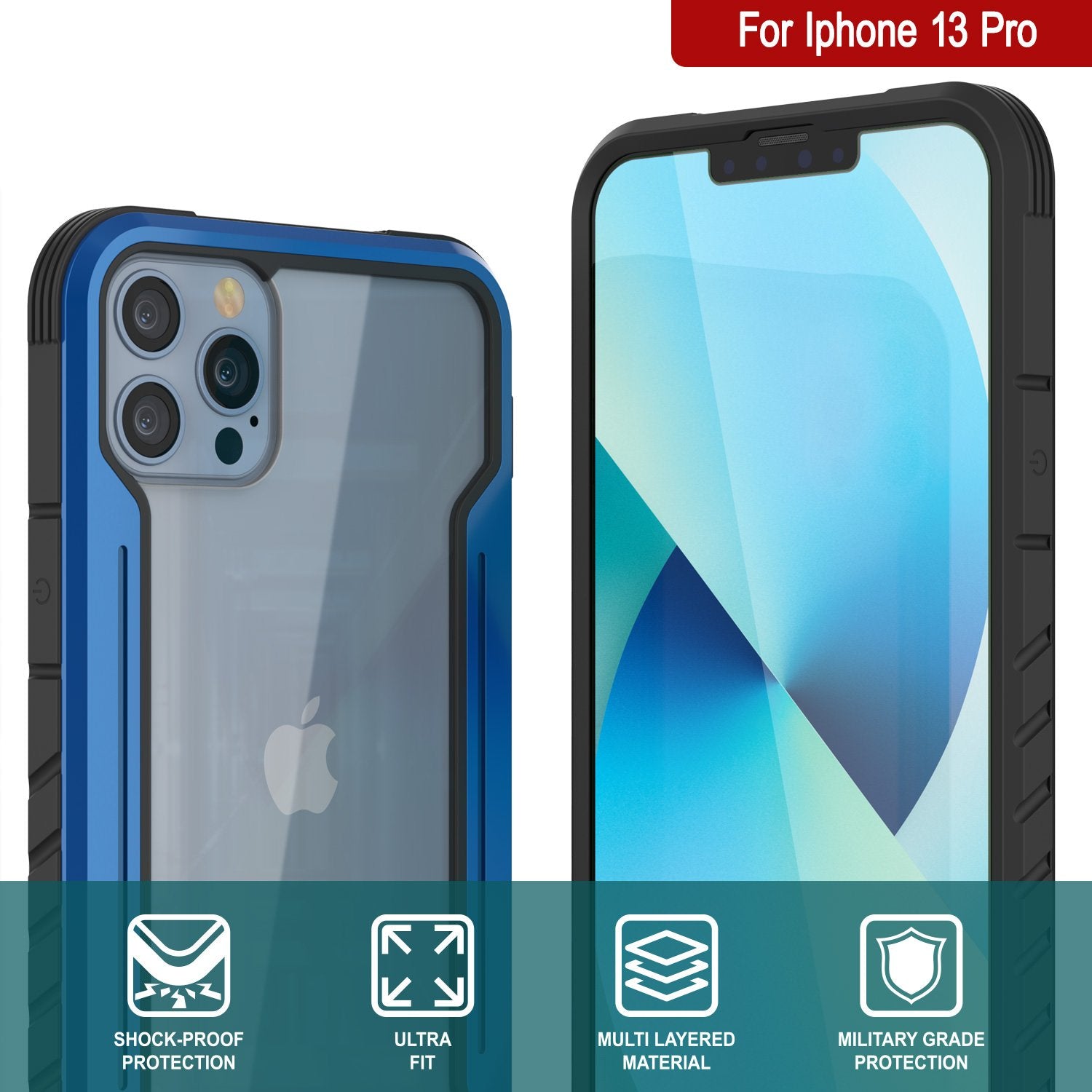 Punkcase Capa de defesa do iPhone 14 Pro Ravenger MAG Protective Case Military Grade Multilayer Cover [Azul Marinho]