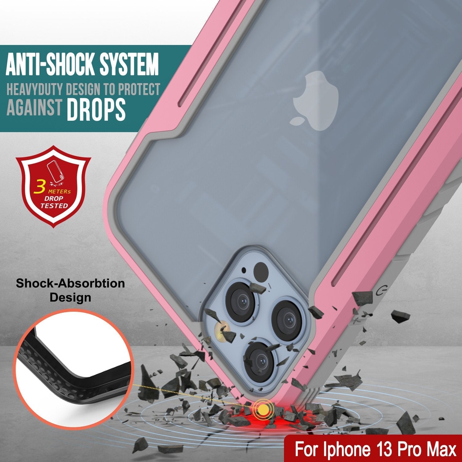 Funda Punkcase iPhone 13 Pro Max Ravenger Protetora de Grau Militar Multicamada [Rose-Gold]