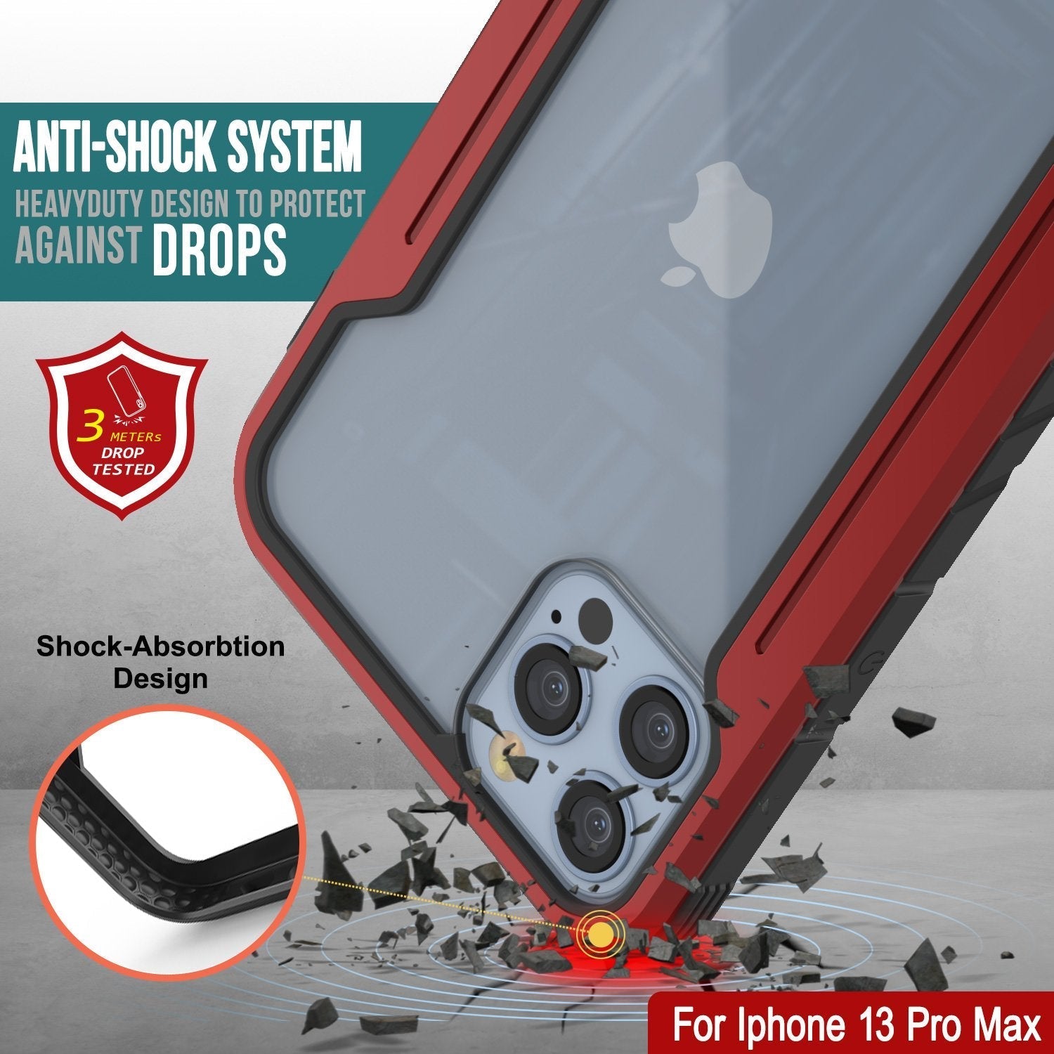 Capa protetora de grau militar Punkcase iPhone 13 Pro Max Raveger para iPhone 13 Pro Max [vermelha]