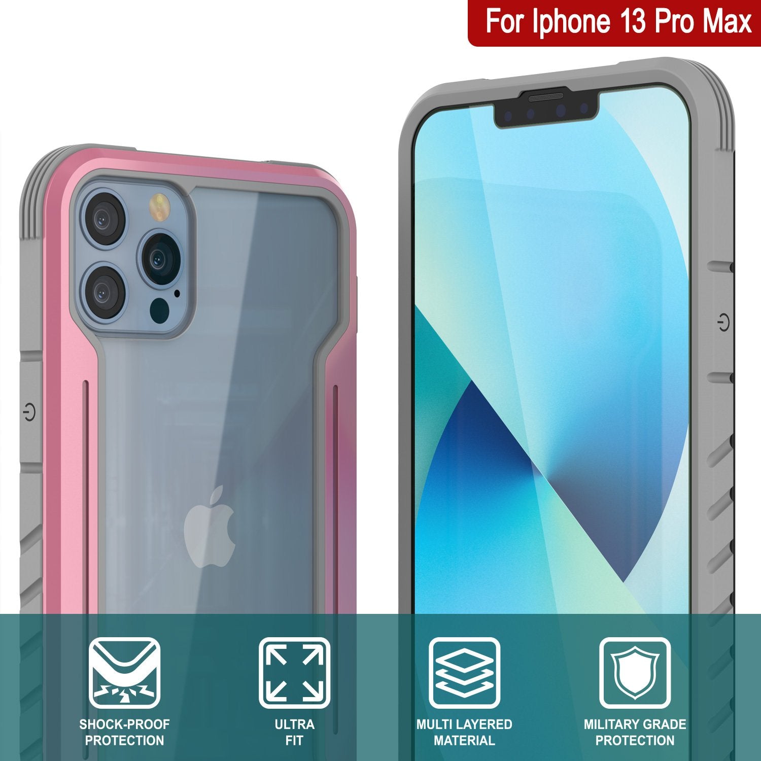 Funda Punkcase iPhone 13 Pro Max Ravenger Protetora de Grau Militar Multicamada [Rose-Gold]