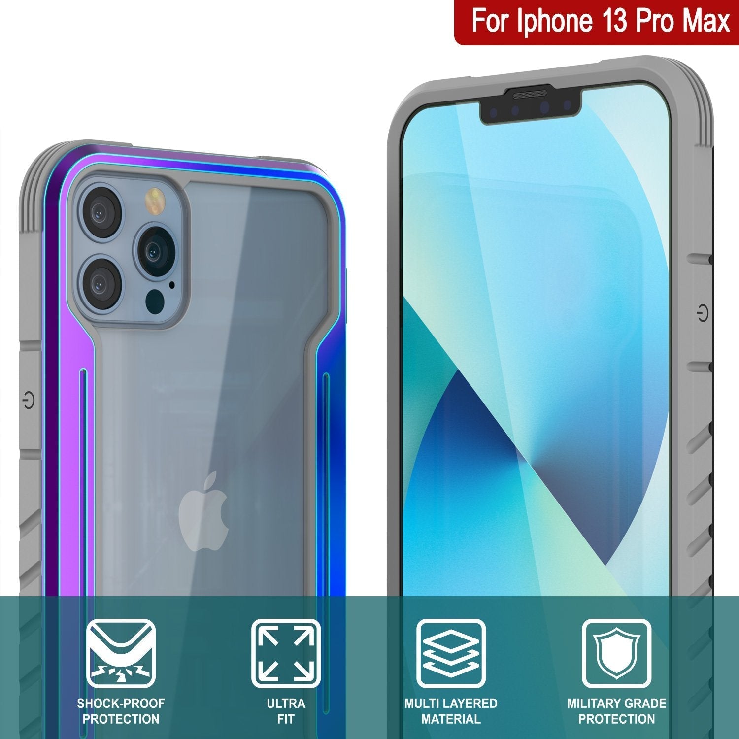 Capa Protetora Militar Multicamada Punkcase iPhone 13 Pro Max Ravenger [Arco-Íris]