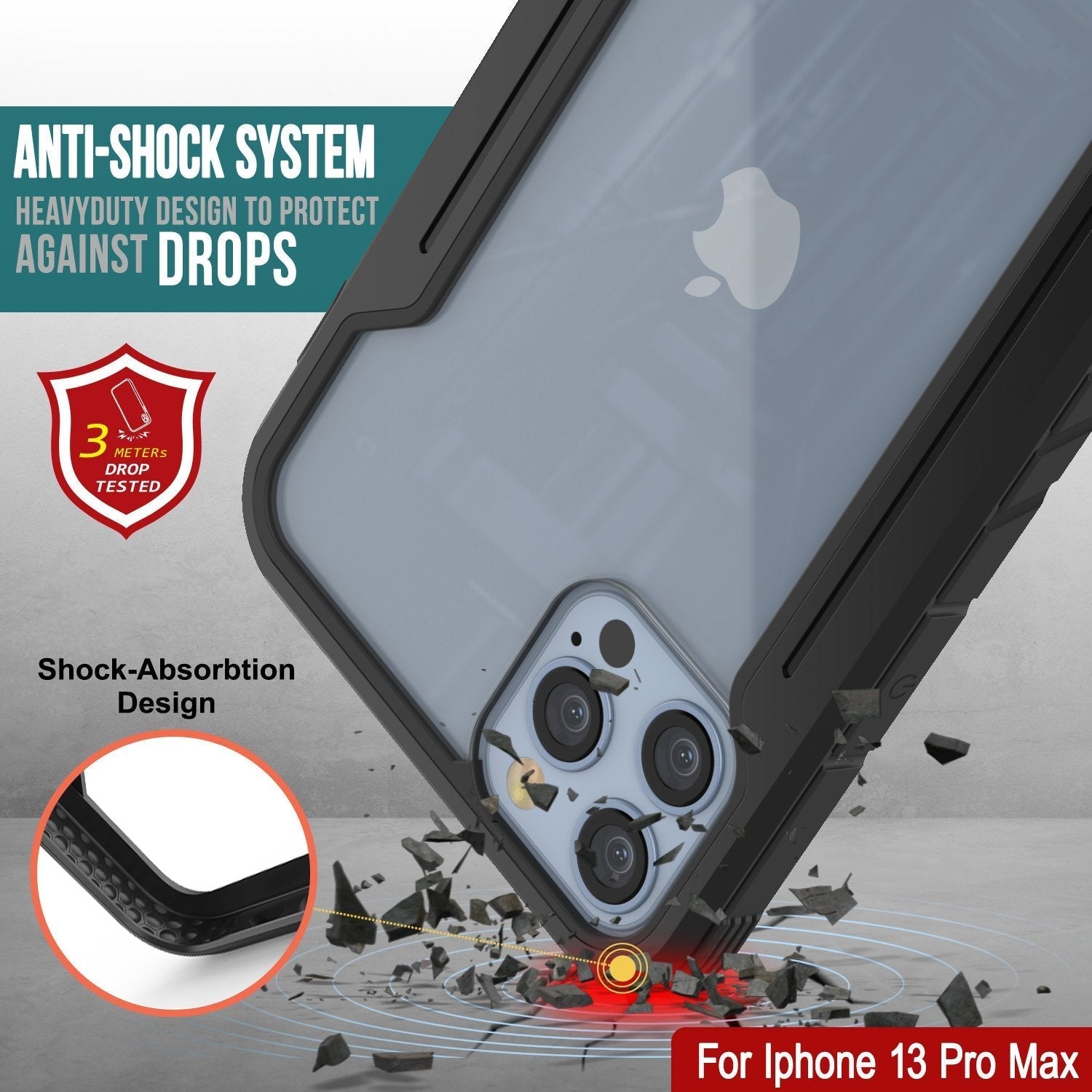 Capa Protetora Punkcase iPhone 14 Pro Max Ravenger MAG Defense de Grau Militar com Camada Multifuncional [Preto]