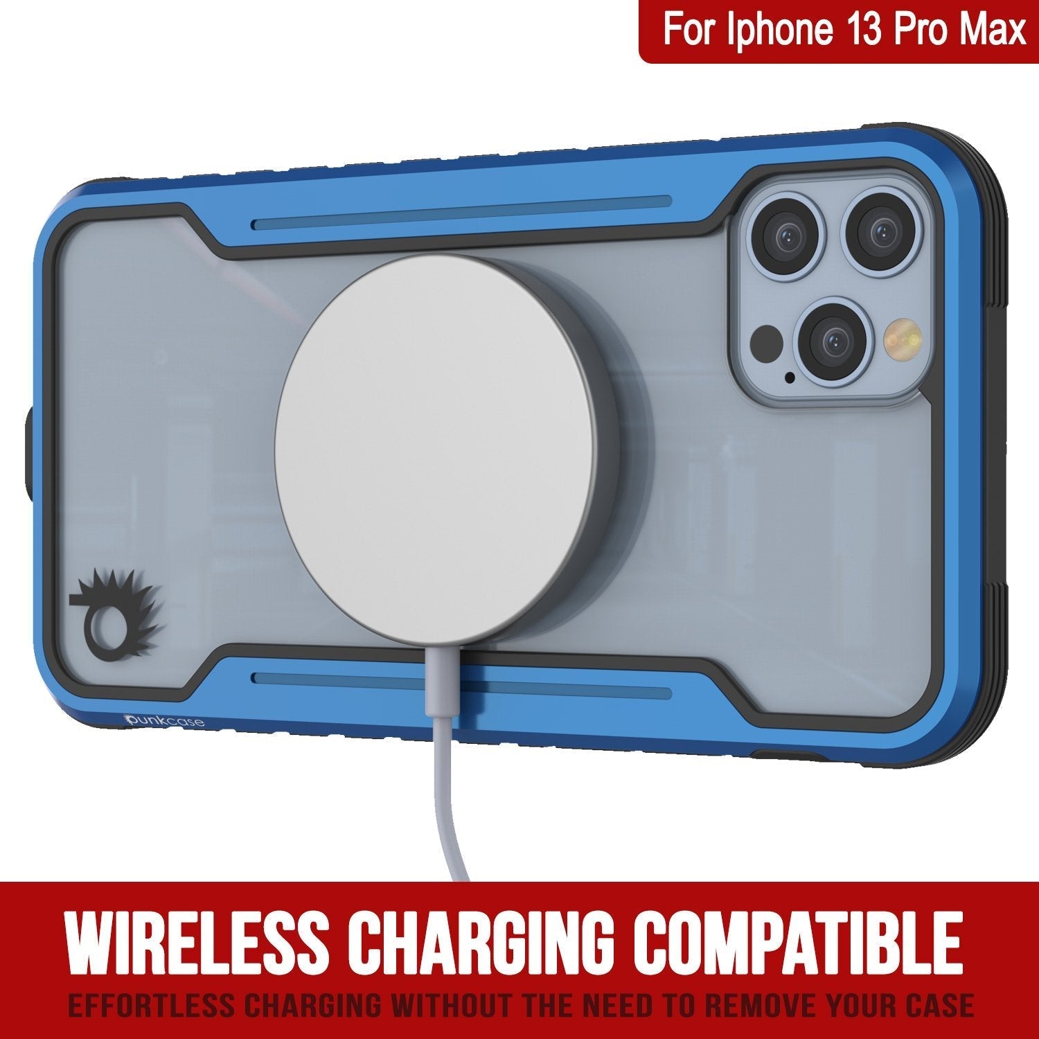Capa protetora Punkcase iPhone 13 Pro Max Ravenger Grau Militar de Grau Militar de Grau Militar Multicamadas [Azul Marinho]