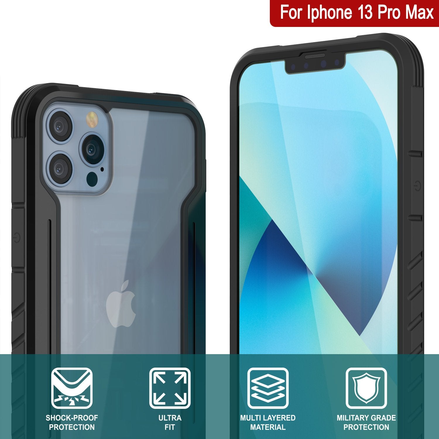 Capa Protetora Punkcase iPhone 14 Pro Max Ravenger MAG Defense de Grau Militar com Camada Multifuncional [Preto]