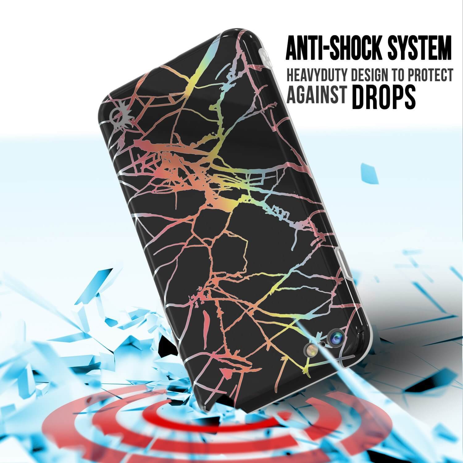 Capa de mármore Punkcase para iPhone 8 / 7, Cobertura de corpo inteiro protetora com protetor de tela de vidro temperado 9H (Miragem preta)