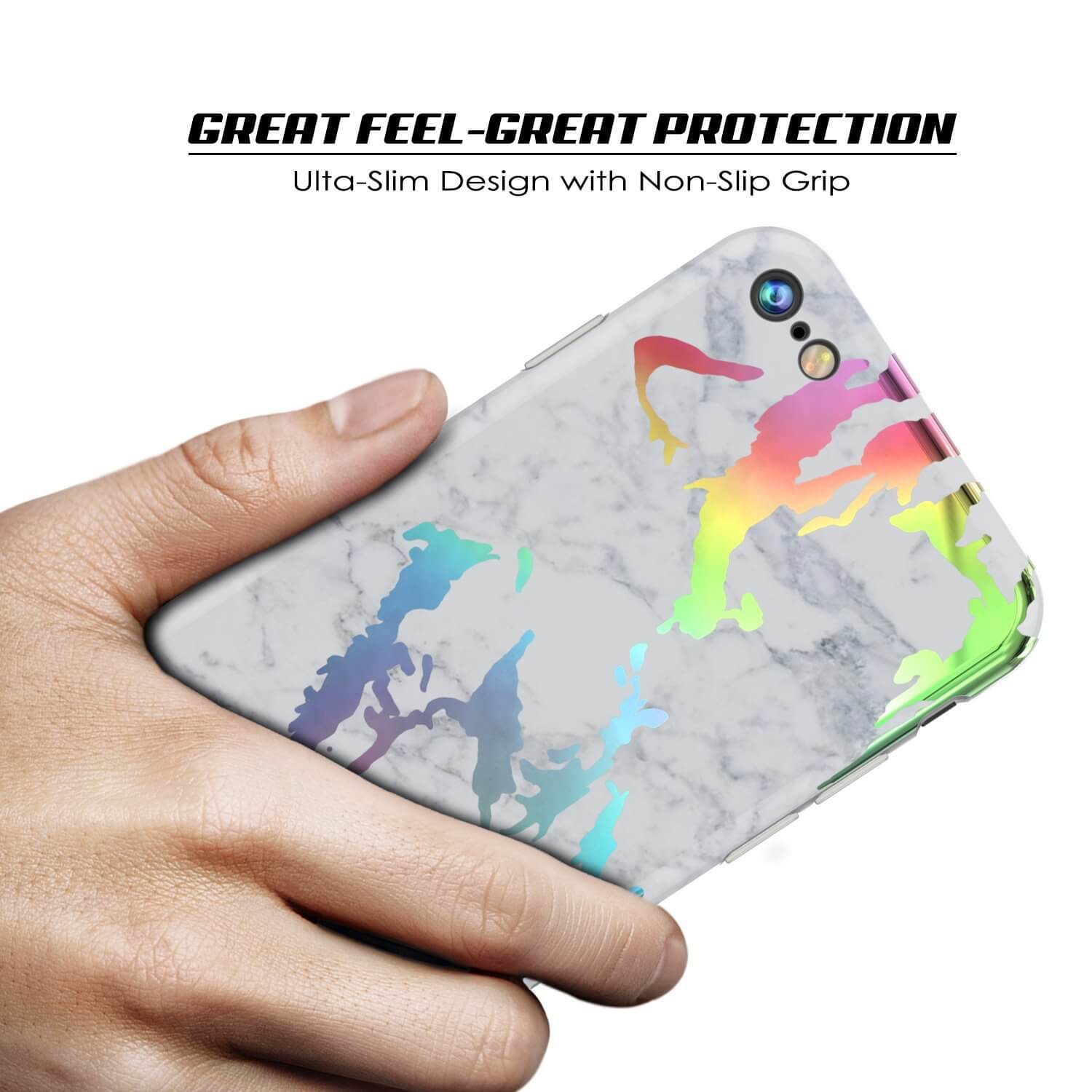 Capa de mármore Punkcase iPhone 8 / 7, cobertura total protetora com protetor de tela de vidro temperado 9H (Blanco Marmo)