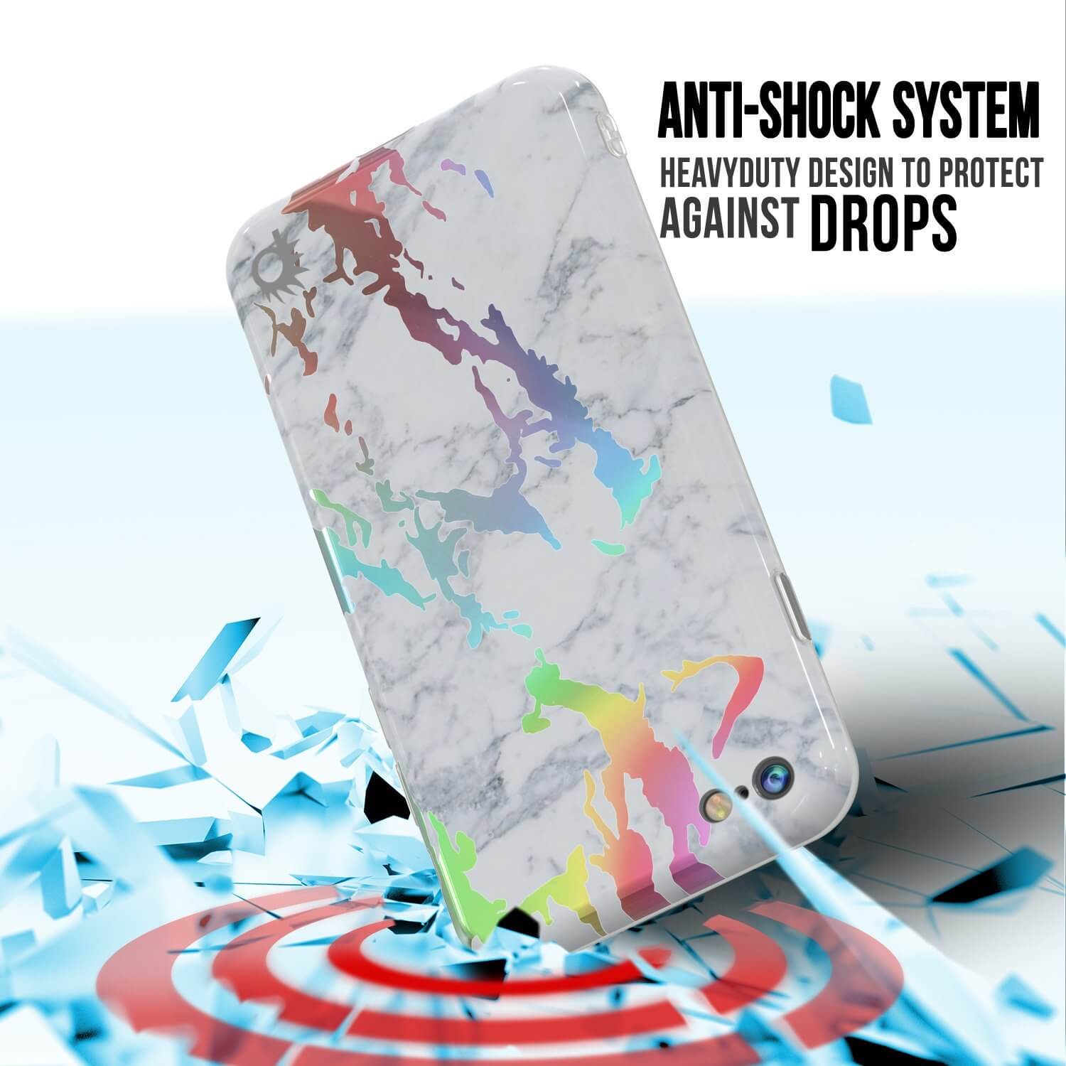 Capa de mármore Punkcase iPhone 8 / 7, cobertura total protetora com protetor de tela de vidro temperado 9H (Blanco Marmo)
