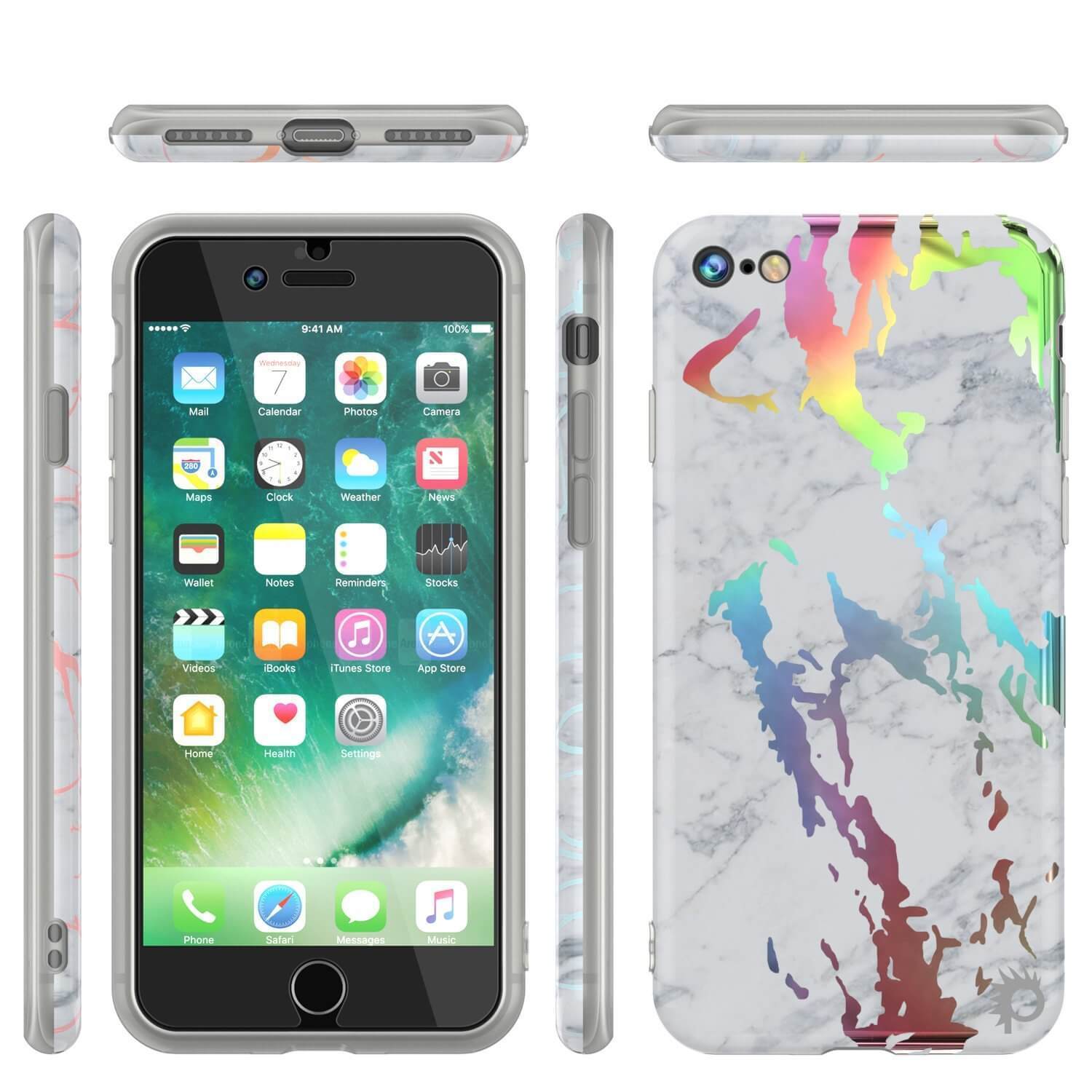 Capa de Mármore Punkcase para iPhone SE (4.7"), Capa Protetora de Corpo Inteiro com Protetor de Tela de Vidro Temperado 9H (Blanco Marmo)