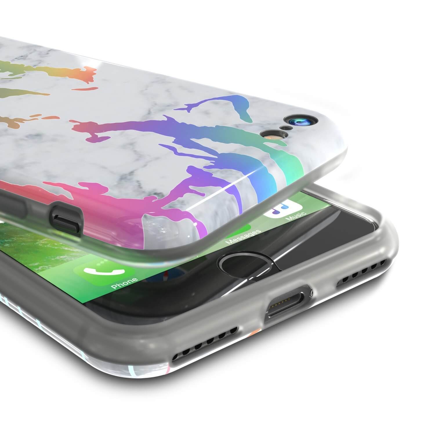 Capa de mármore Punkcase iPhone 8 / 7, cobertura total protetora com protetor de tela de vidro temperado 9H (Blanco Marmo)