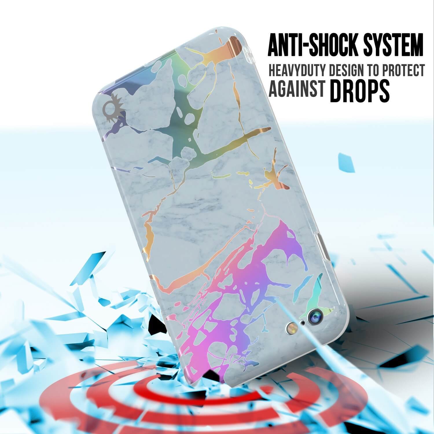 Capa de mármore Punkcase para iPhone 8/7, capa de corpo inteiro protetora com protetor de tela de vidro temperado 9H (Marmo Azul)