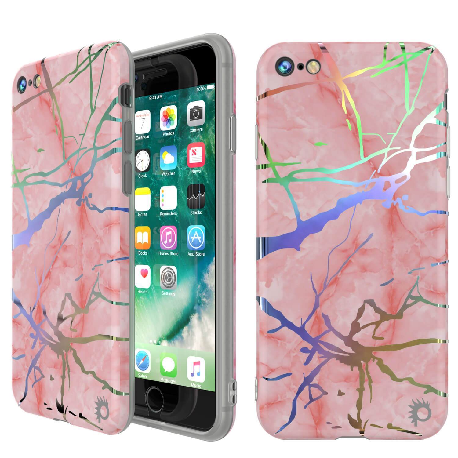 Punkcase iPhone SE (4.7") Capa de mármore, capa completa protetora com protetor de tela de vidro temperado 9H (Rose Mirage)