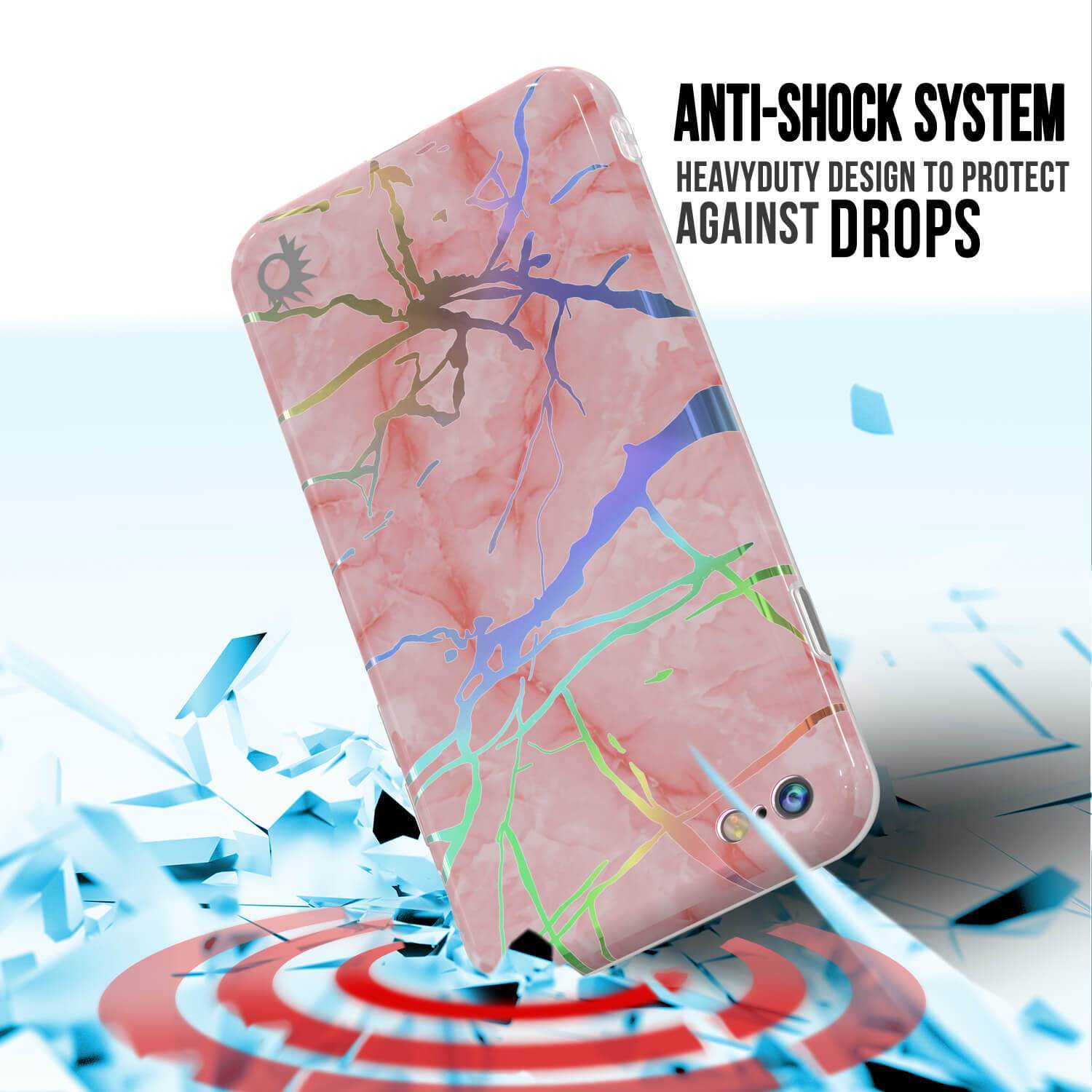Punkcase iPhone SE (4.7") Capa de mármore, capa completa protetora com protetor de tela de vidro temperado 9H (Rose Mirage)