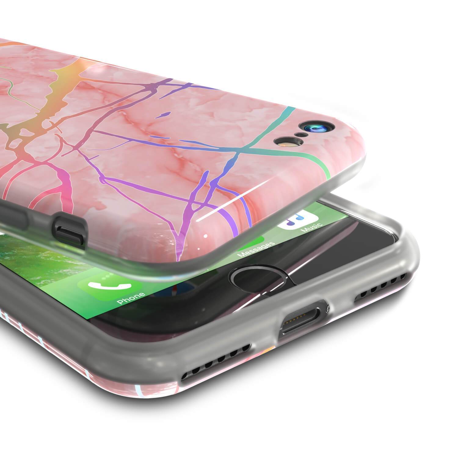 Punkcase iPhone SE (4.7") Capa de mármore, capa completa protetora com protetor de tela de vidro temperado 9H (Rose Mirage)
