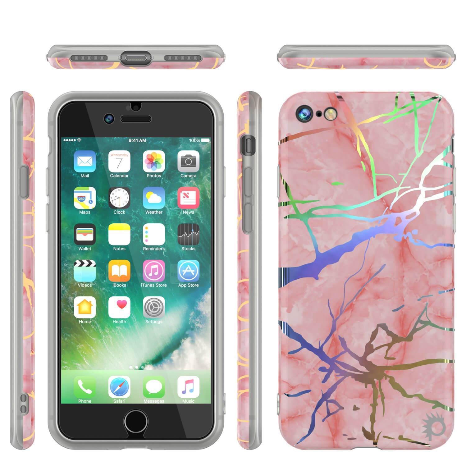 Punkcase iPhone SE (4.7") Capa de mármore, capa completa protetora com protetor de tela de vidro temperado 9H (Rose Mirage)