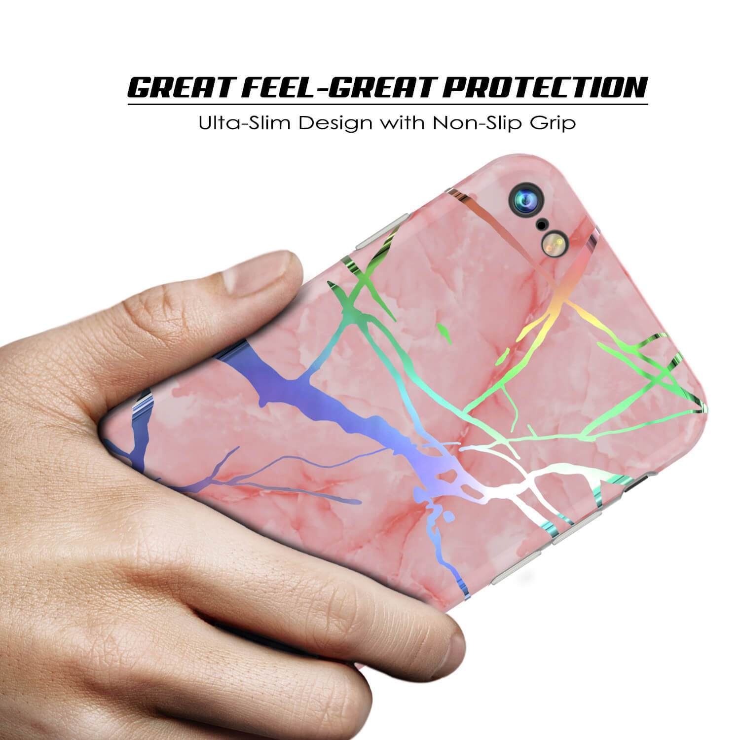 Punkcase iPhone SE (4.7") Capa de mármore, capa completa protetora com protetor de tela de vidro temperado 9H (Rose Mirage)