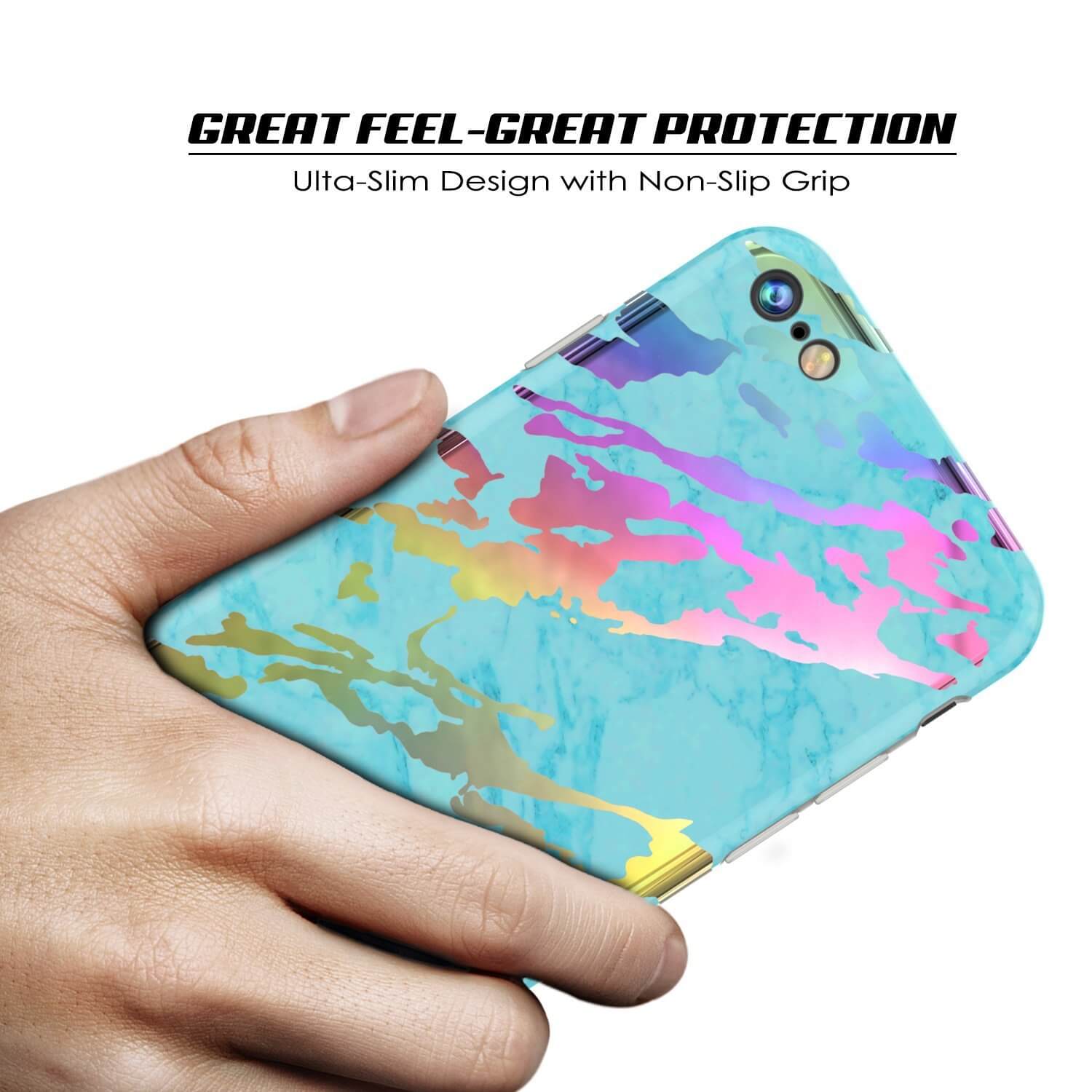 Capa de mármore Punkcase para iPhone 8/7, protetor de corpo inteiro com protetor de tela de vidro temperado 9H (Teal Onyx)