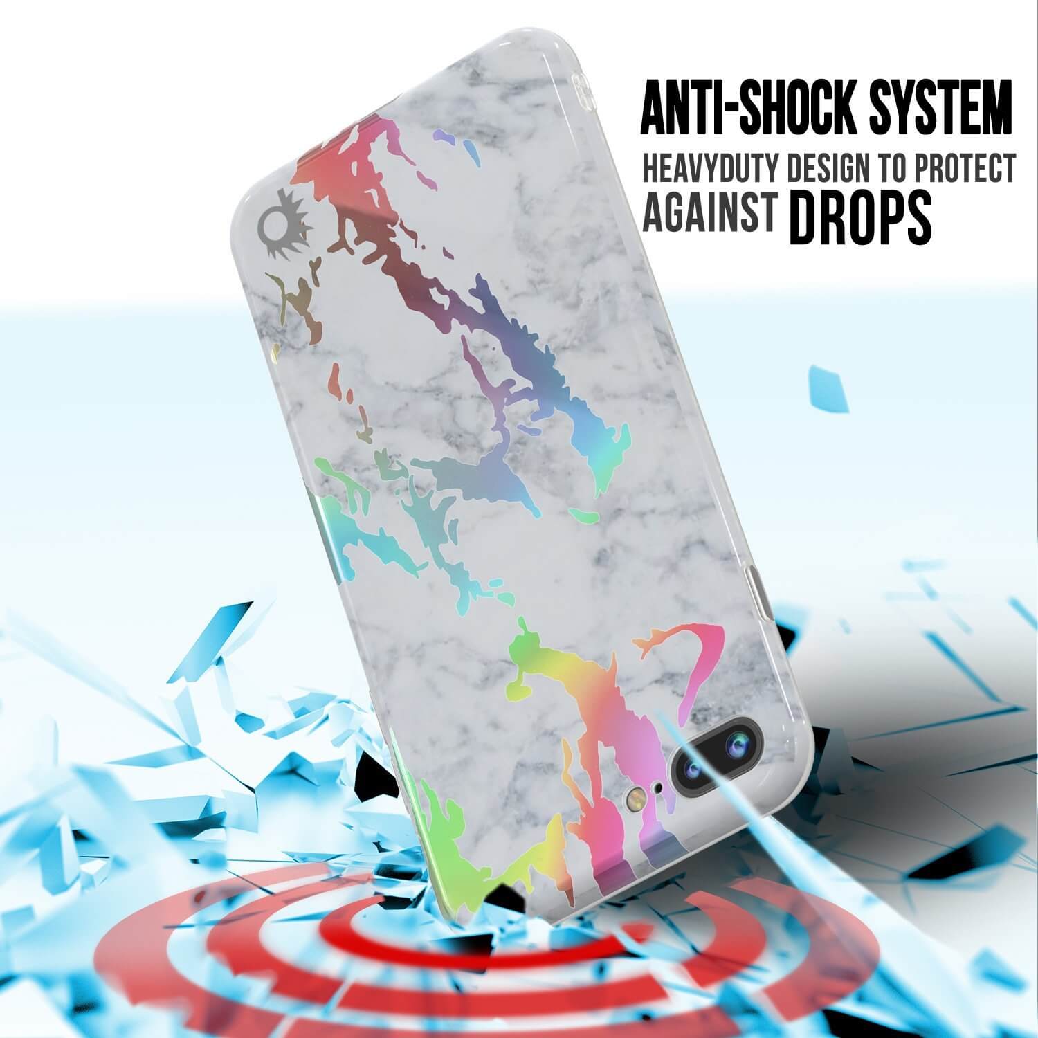 Capa Punkcase para iPhone 8+ / 7+ Plus em Mármore, Cobertura Protetora de Corpo Inteiro com Protetor de Tela de Vidro Temperado 9H (Blanco Marmo)
