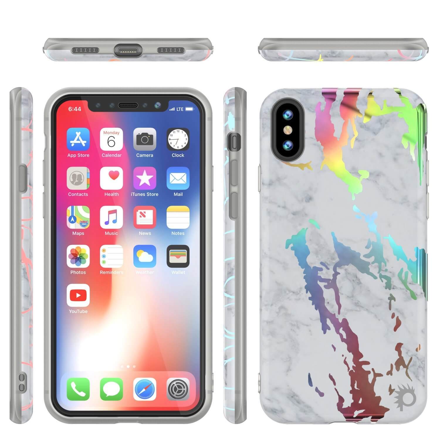 Capa de mármore Punkcase para iPhone X, cobertura total protetora com protetor de tela de vidro temperado 9H (Blanco Marmo)