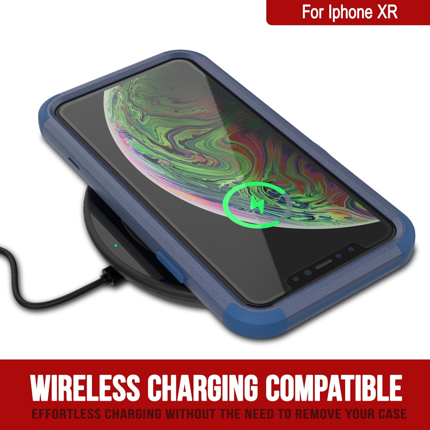 Punkcase for iPhone XR Belt Clip Multilayer Holster Case [Patron Series] [Navy]