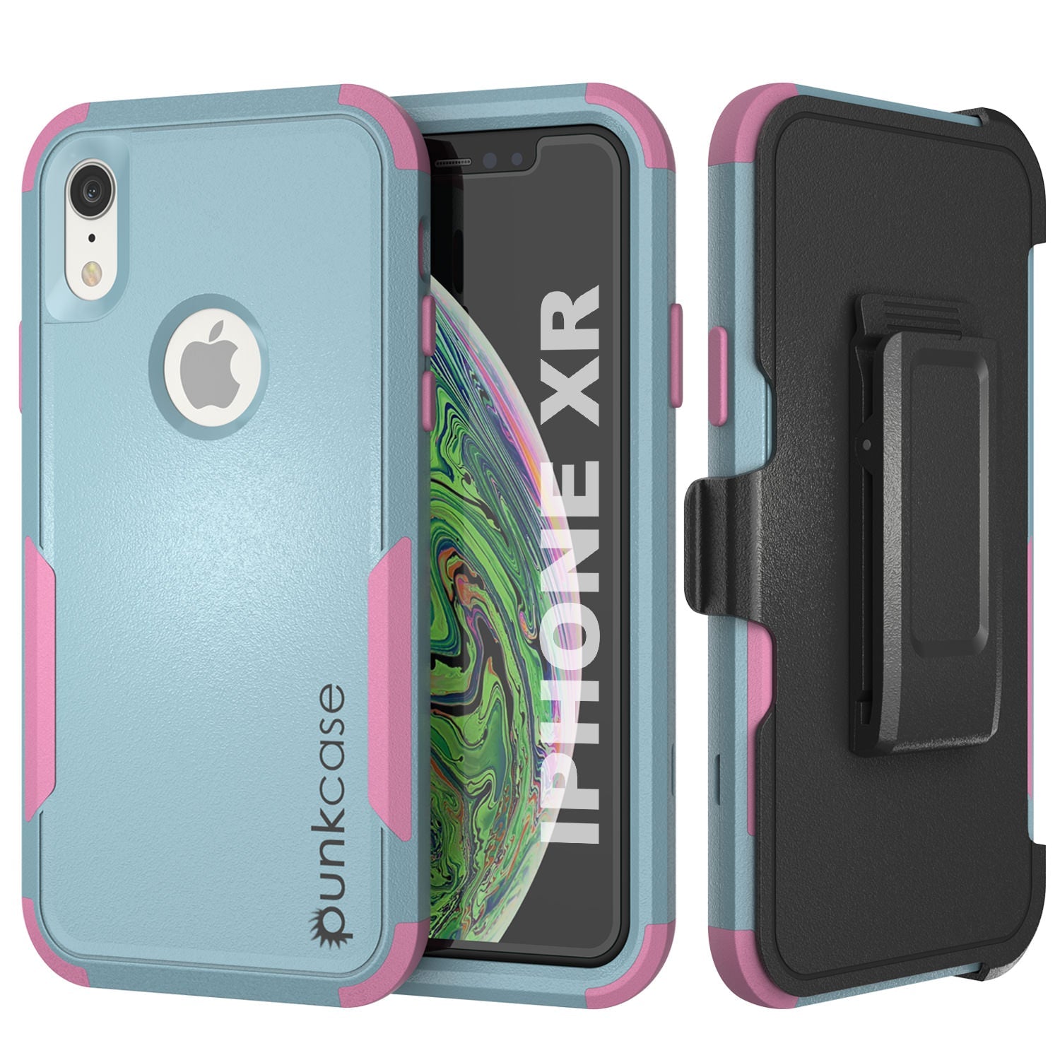 Capa Punkcase para iPhone XR com Clip de Cinto e Estojo de Camadas Múltiplas [Série Patron] [Mint-Pink]