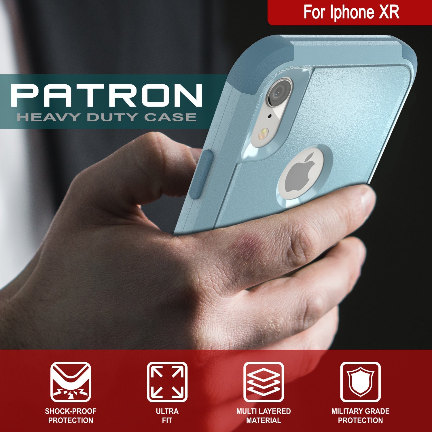 Punkcase for iPhone XR Belt Clip Multilayer Holster Case [Patron Series] [Mint] (Color in image: Red-Black)