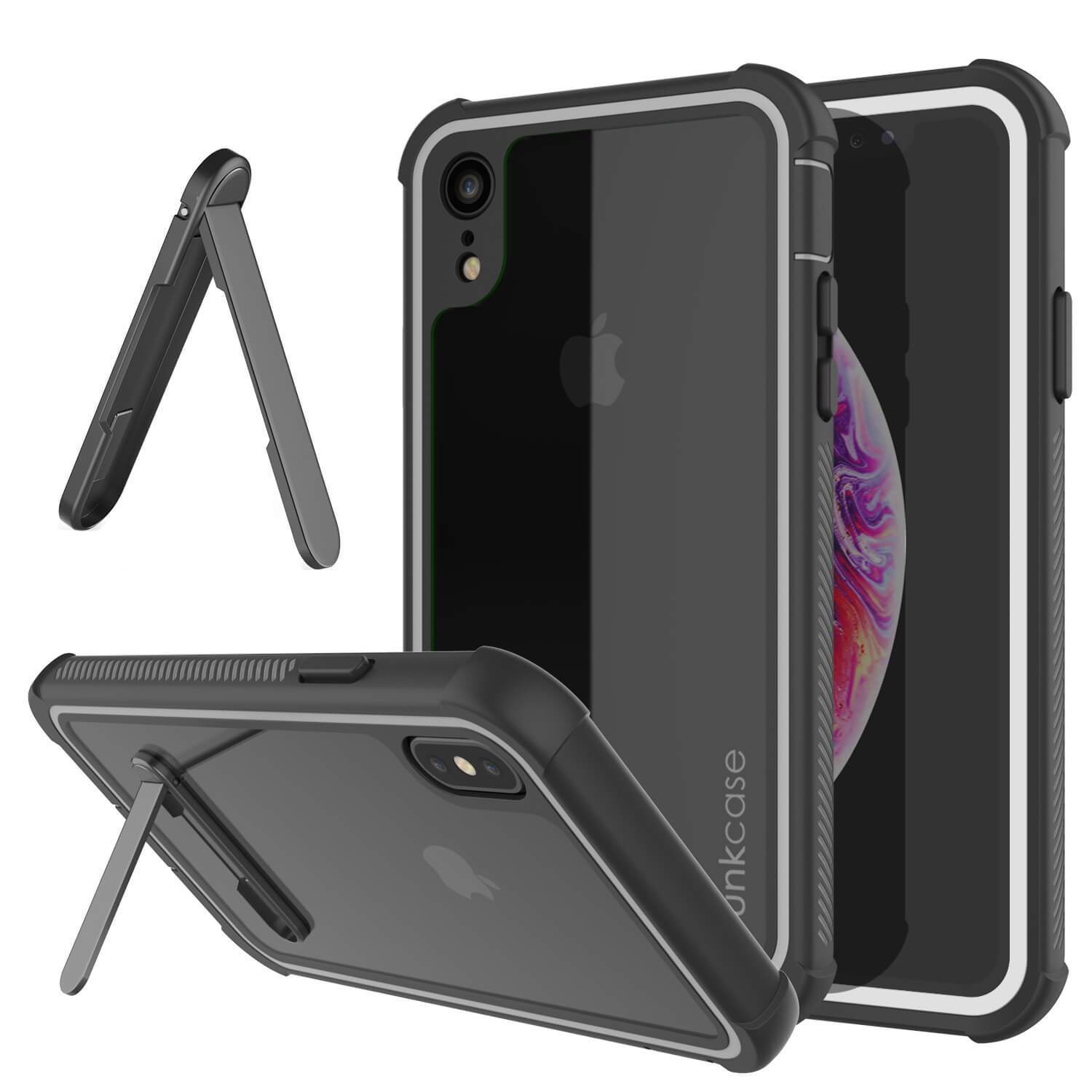 Capinha PunkCase para iPhone XR, [Série Spartan] Capinha resistente, robusta e transparente com protetor de tela [Branco]
