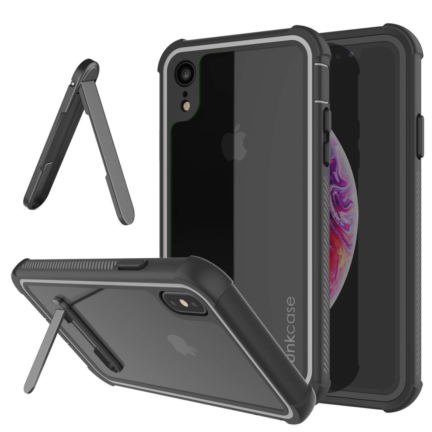 Capinha PunkCase para iPhone XR, [Série Spartan] Capinha resistente, robusta e transparente com protetor de tela [Preto]