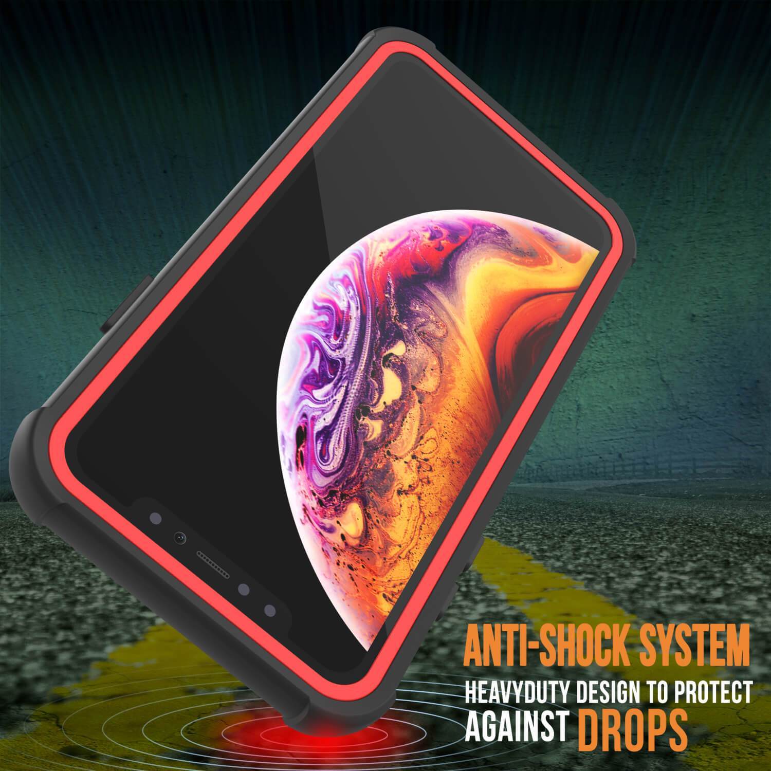 Capinha PunkCase para iPhone XR, [Série Spartan] Capinha resistente, robusta e transparente com protetor de tela [Vermelho]