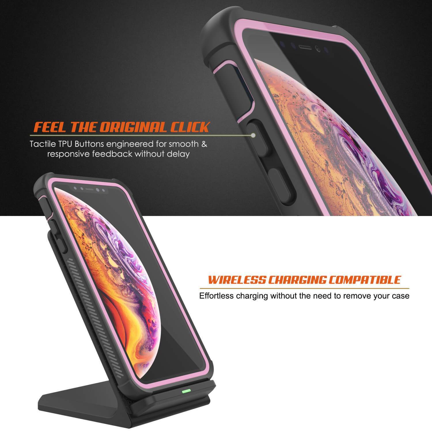 Capinha PunkCase para iPhone XR, [Série Spartan] Capinha resistente, robusta e transparente com protetor de tela [Rosa]