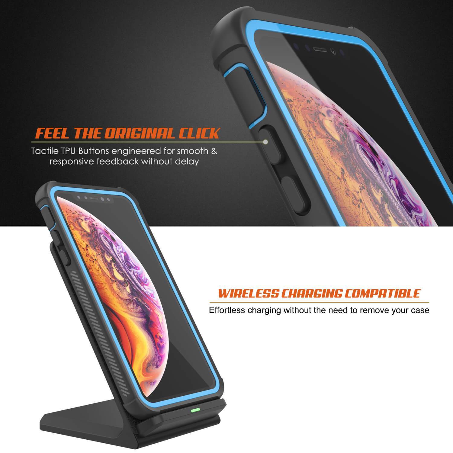 Capinha PunkCase para iPhone XR, [Série Spartan] Capinha resistente, robusta e transparente com protetor de tela [Azul Claro]