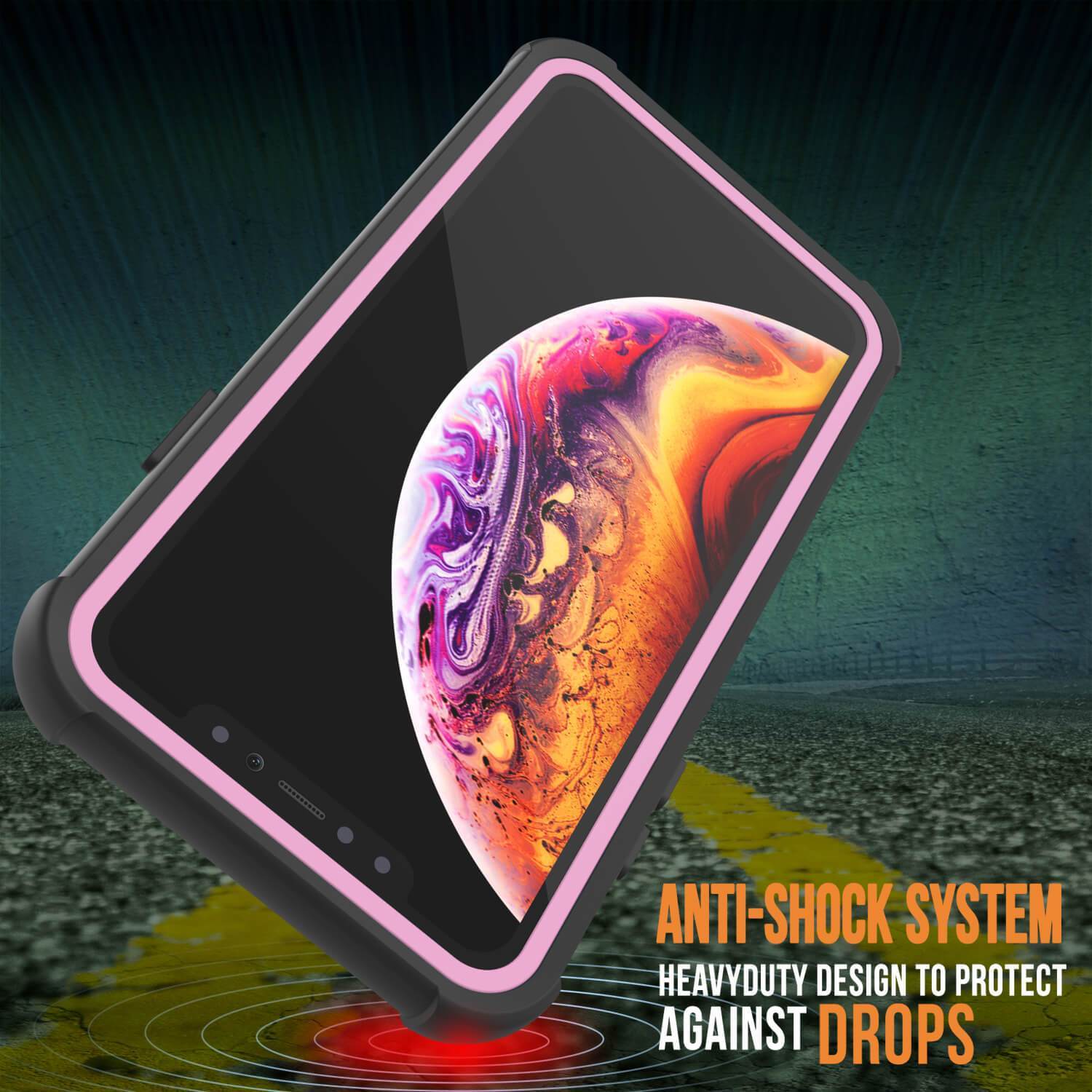 Capinha PunkCase para iPhone XR, [Série Spartan] Capinha resistente, robusta e transparente com protetor de tela [Rosa]