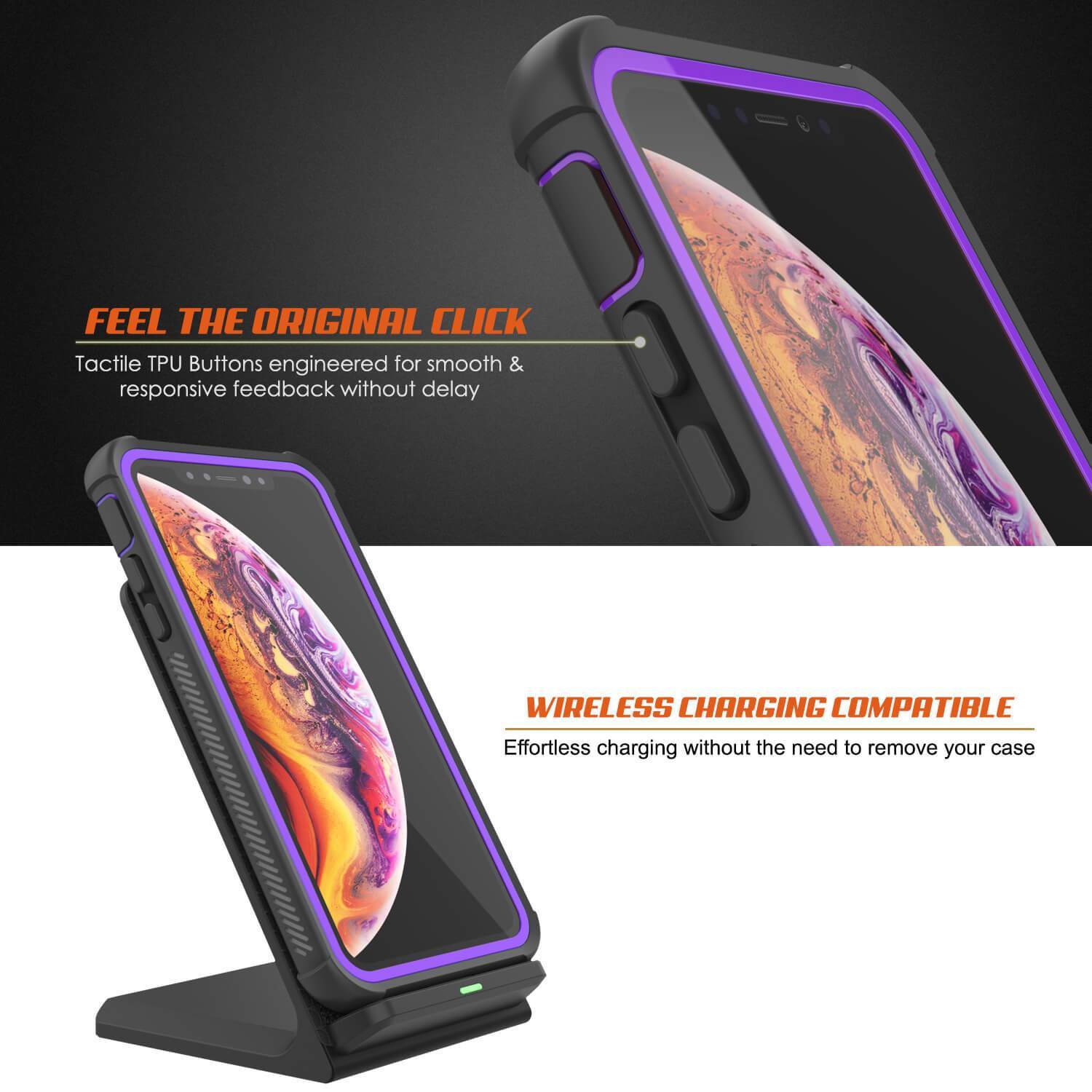 Capinha PunkCase para iPhone XR, [Série Spartan] Capinha resistente, robusta e transparente com protetor de tela [Roxa]