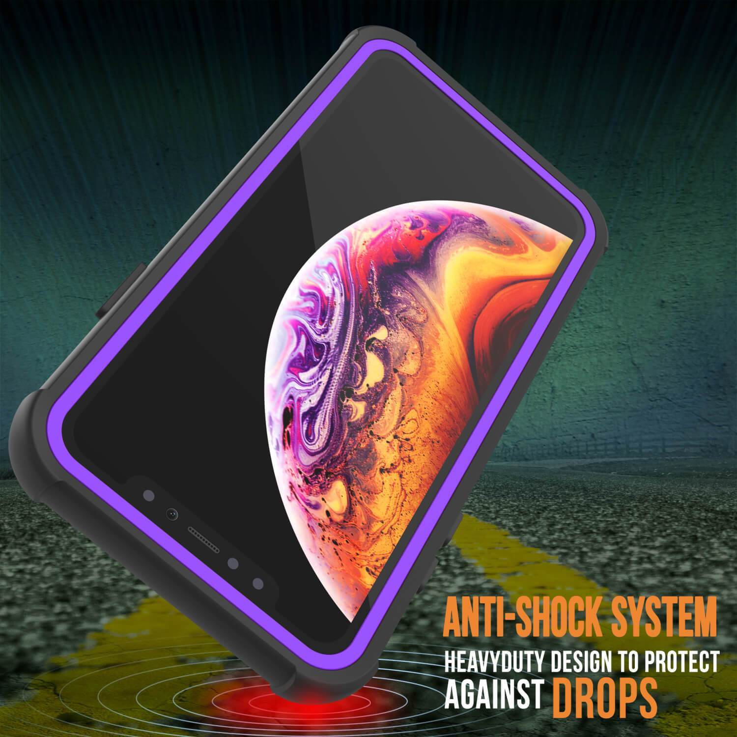 Capinha PunkCase para iPhone XR, [Série Spartan] Capinha resistente, robusta e transparente com protetor de tela [Roxa]