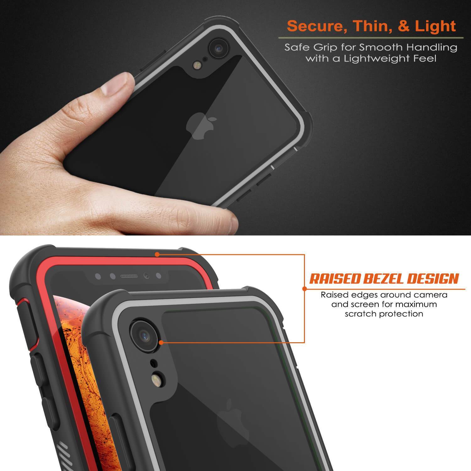 Capinha PunkCase para iPhone XR, [Série Spartan] Capinha resistente, robusta e transparente com protetor de tela [Vermelho]