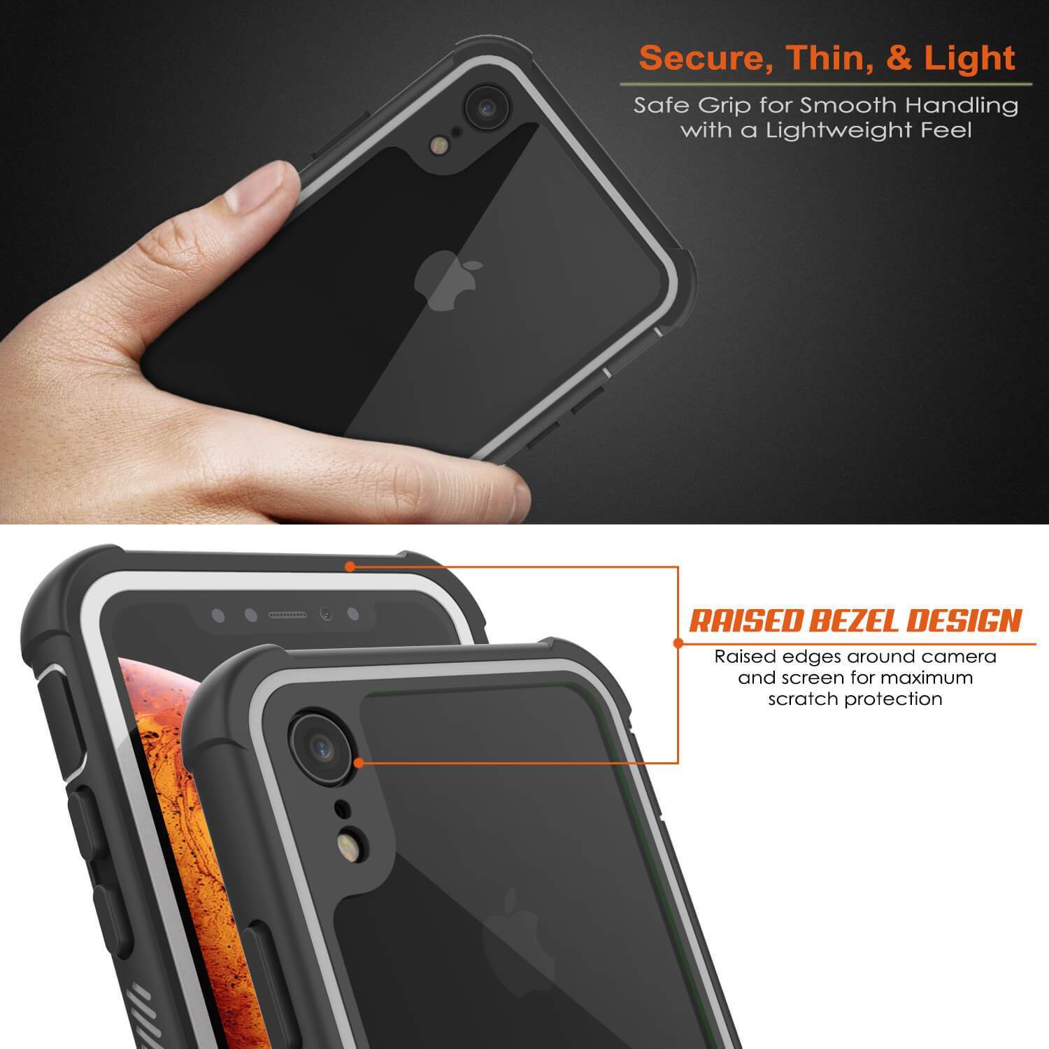 Capinha PunkCase para iPhone XR, [Série Spartan] Capinha resistente, robusta e transparente com protetor de tela [Branco]